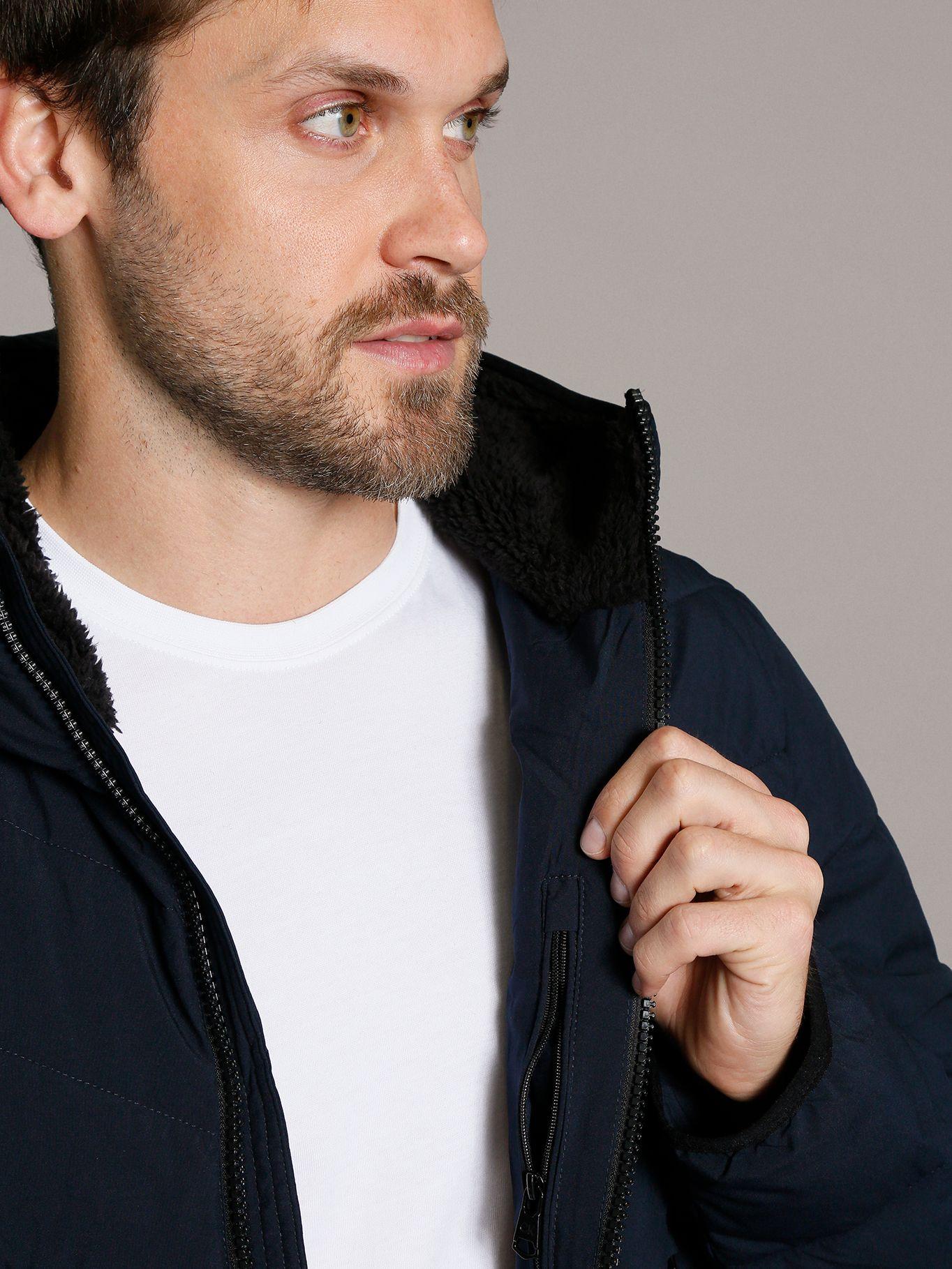 Parka con Gorro Stretch Azul Calvin Klein-4