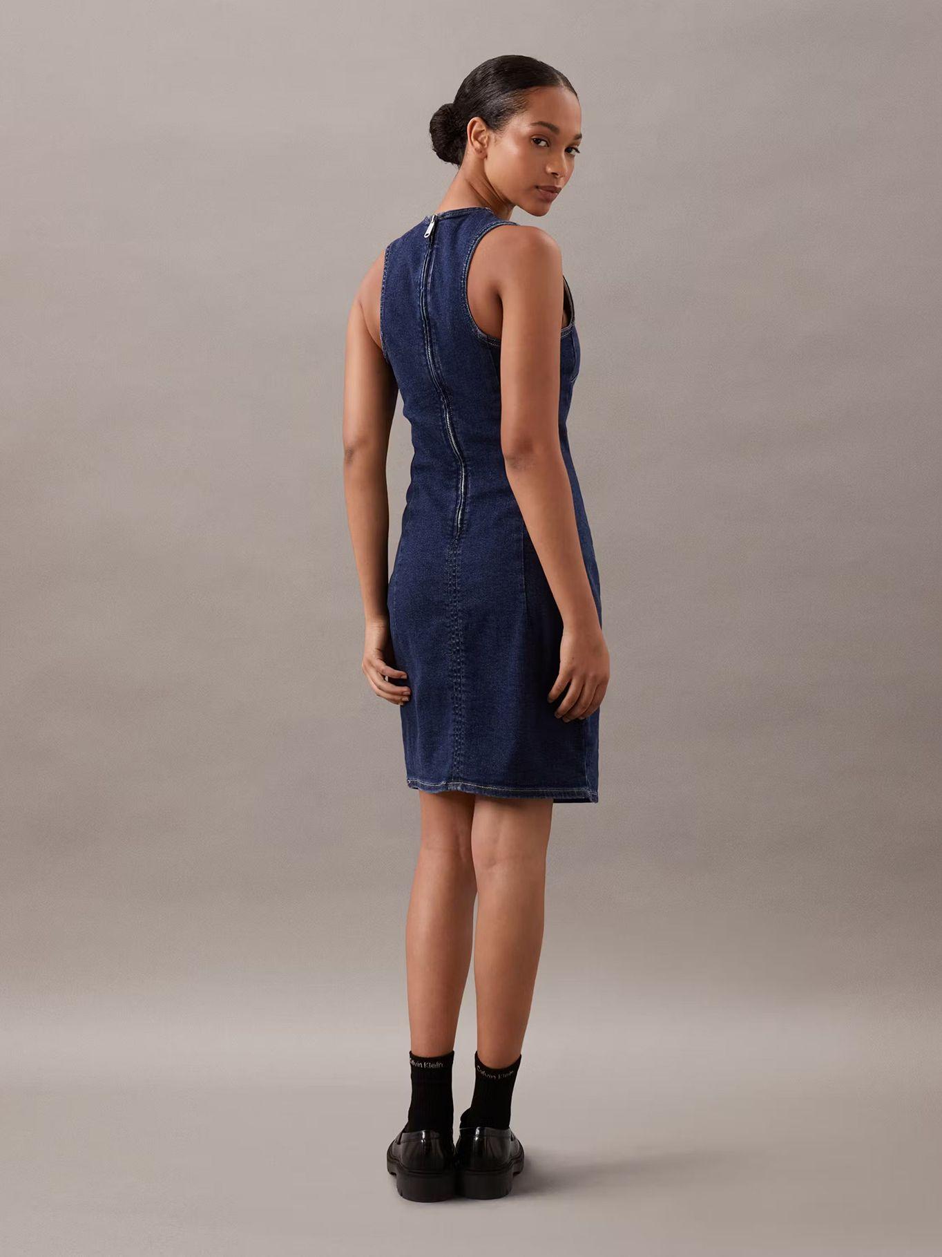 Vestido estilo bodycon denim recortes Azul Calvin Klein-2