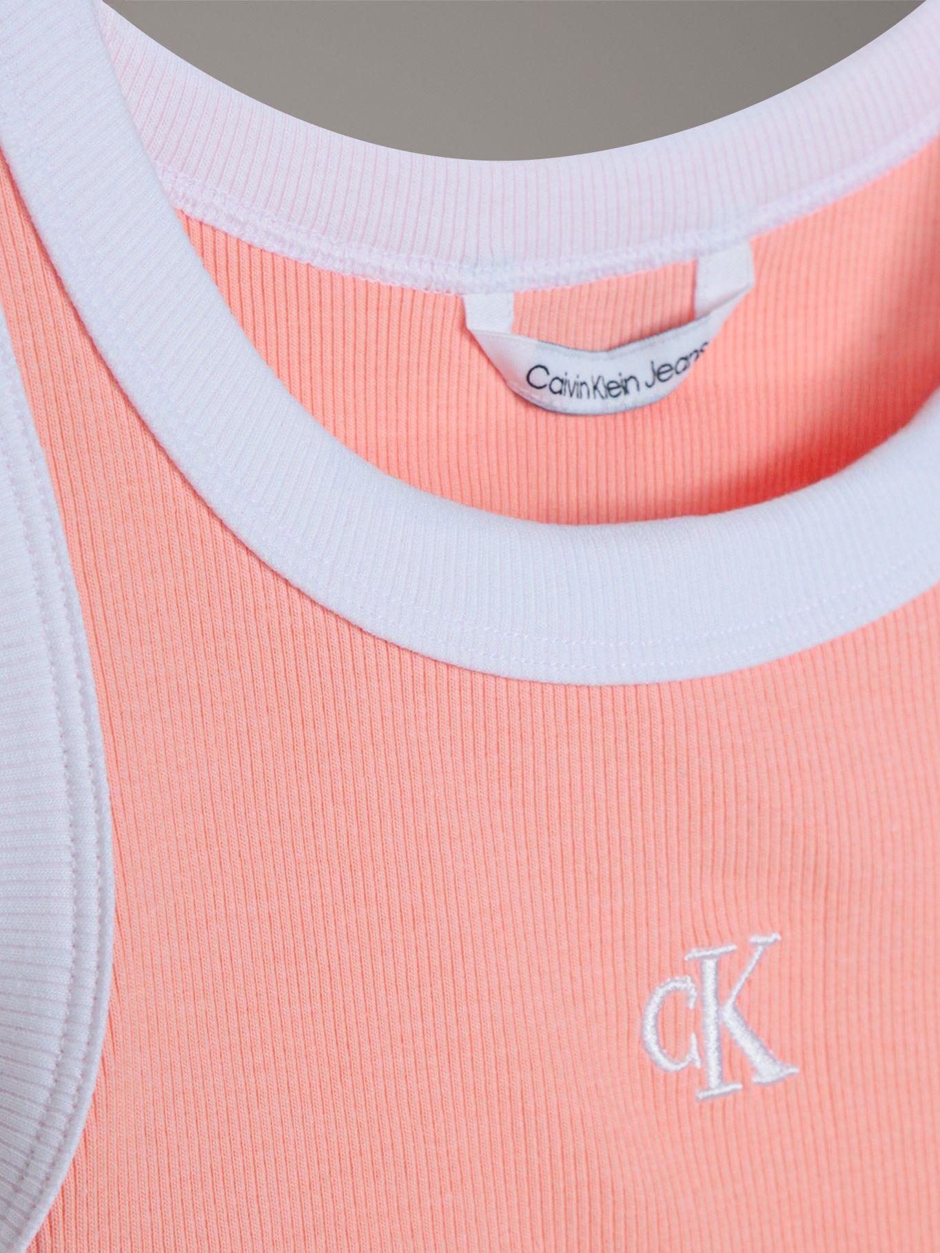 Polera Sin Manga Detalle Contraste Naranja Calvin Klein-3