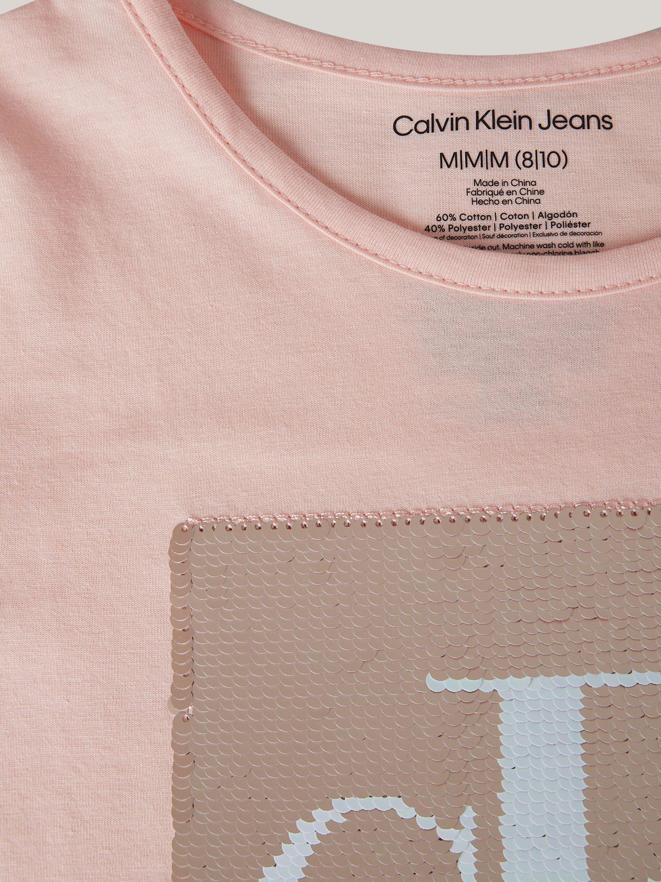 Polera Niña Monogram Sequin Rosado Calvin Klein-3