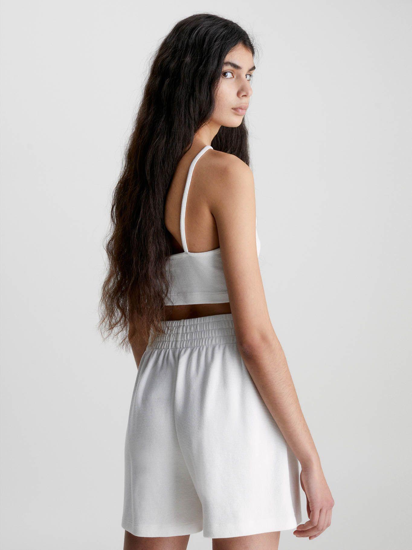 Top cogido al cuello de algodón gofrado Blanco Calvin Klein-2