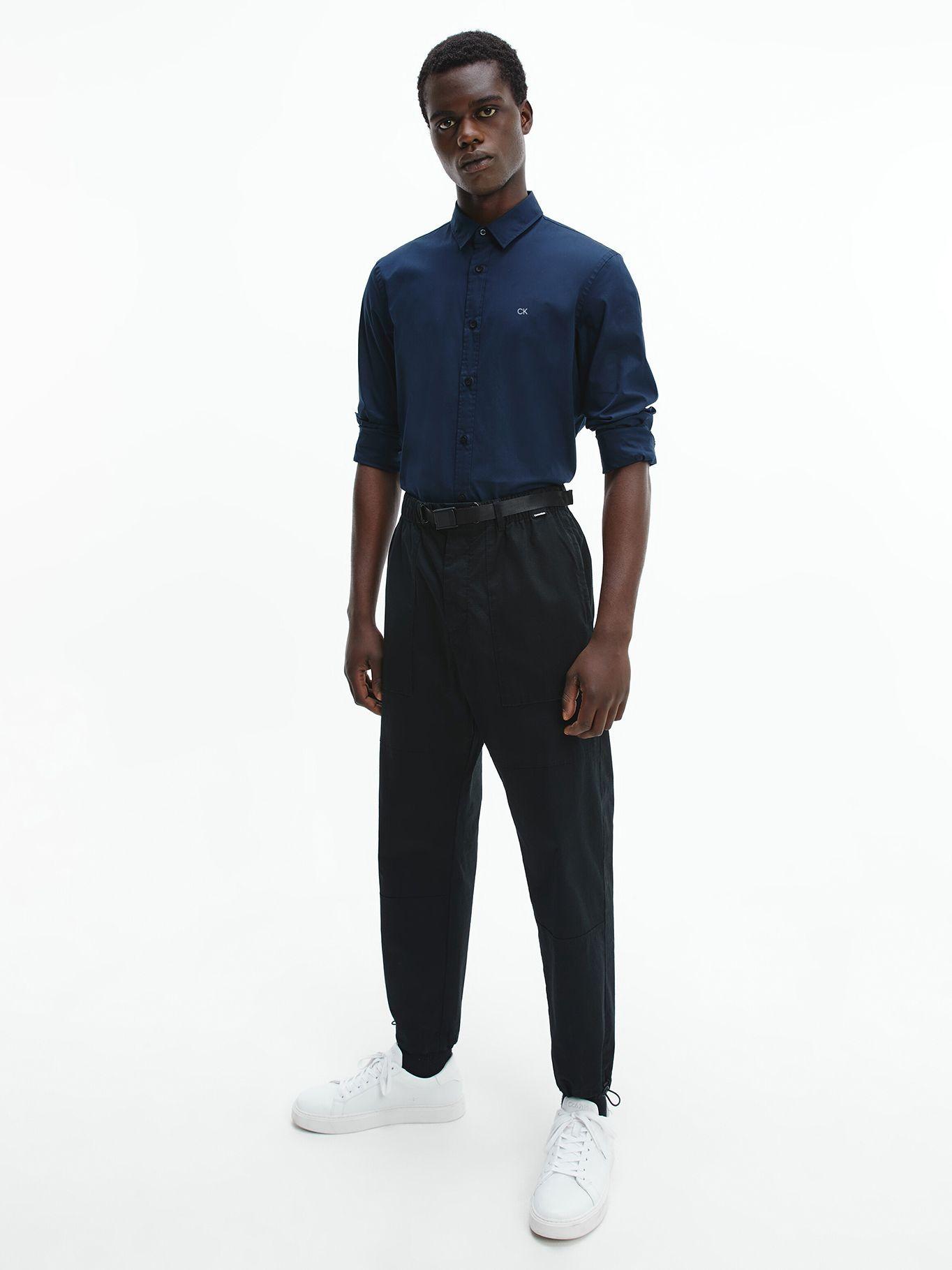 Camisa Stretch Poplin Azul Calvin Klein-1