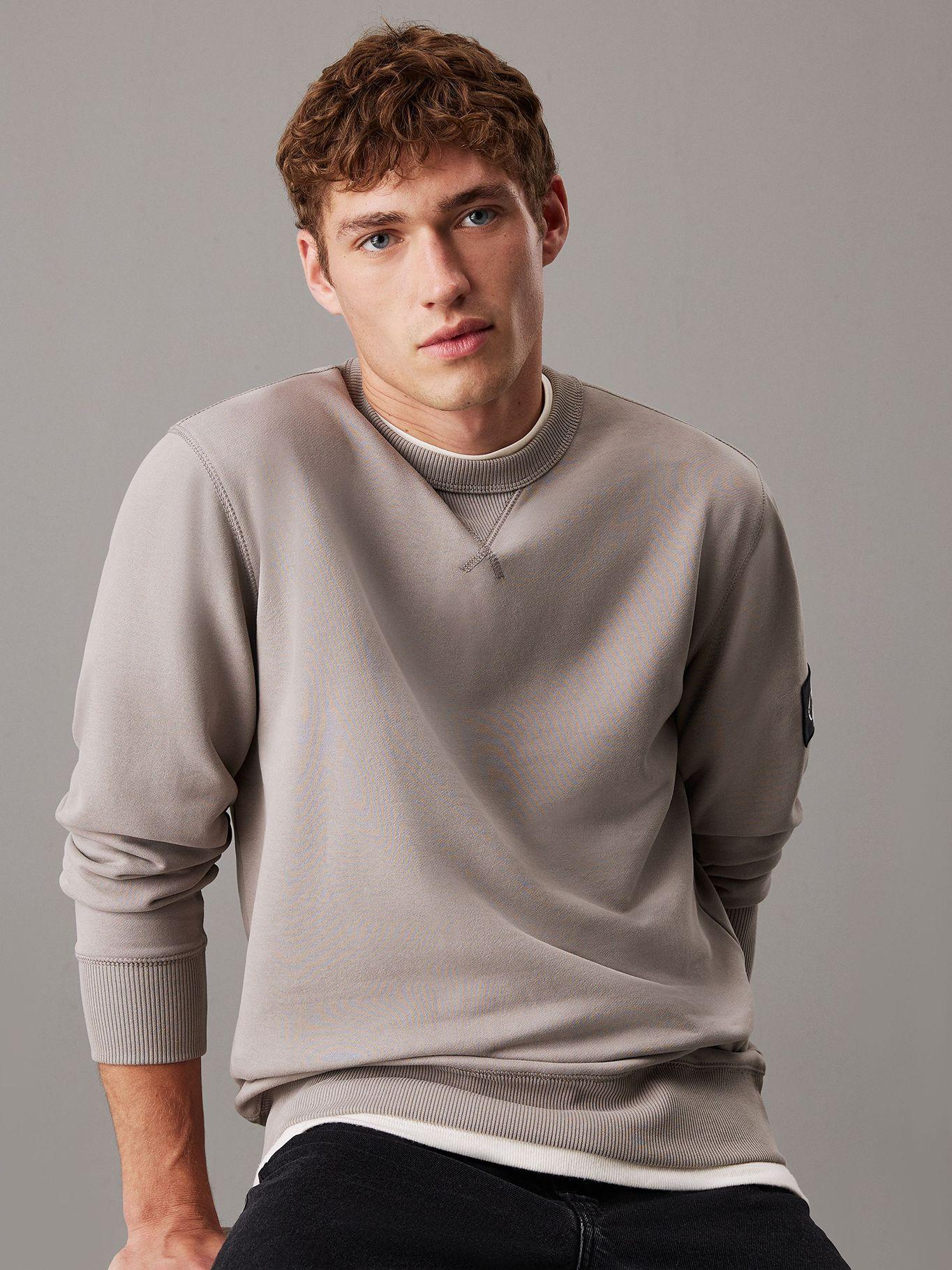 Poleron de algodón con insignia Gris Calvin Klein-0