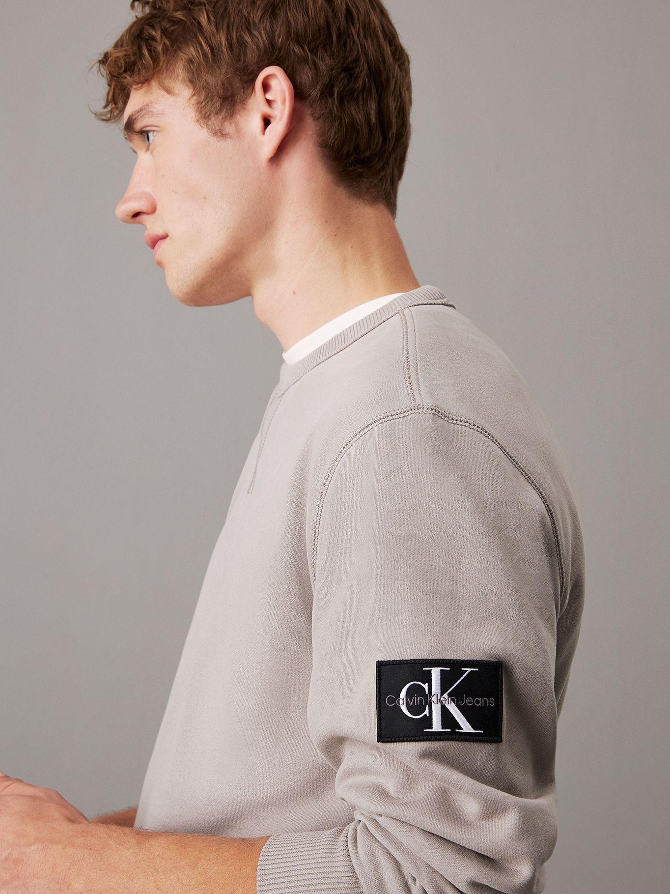 Poleron de algodón con insignia Gris Calvin Klein-3
