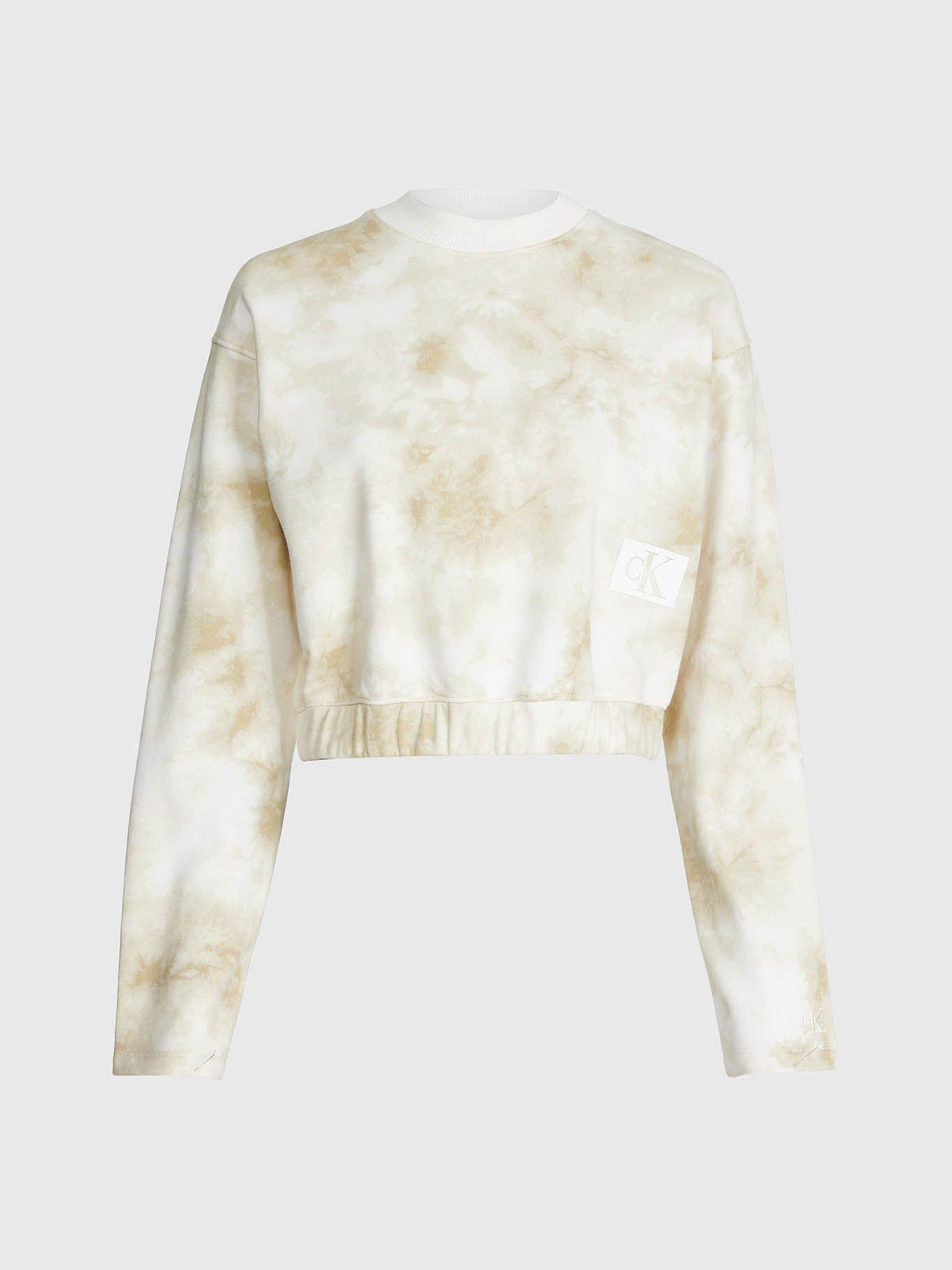 Sudadera tie dye cropped Blanco Calvin Klein-4
