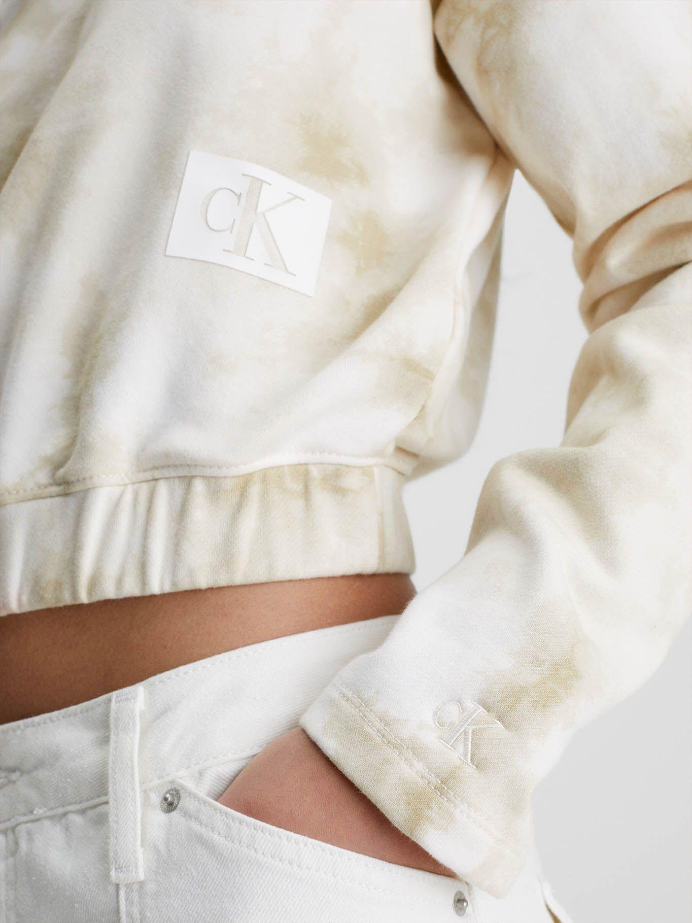 Sudadera tie dye cropped Blanco Calvin Klein-3