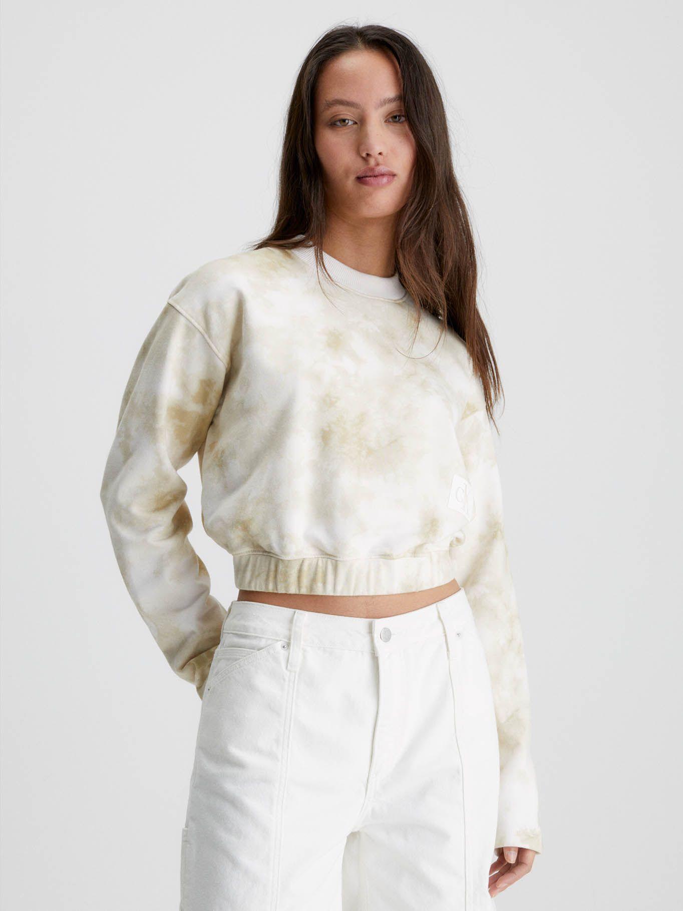 Sudadera tie dye cropped Blanco Calvin Klein-0