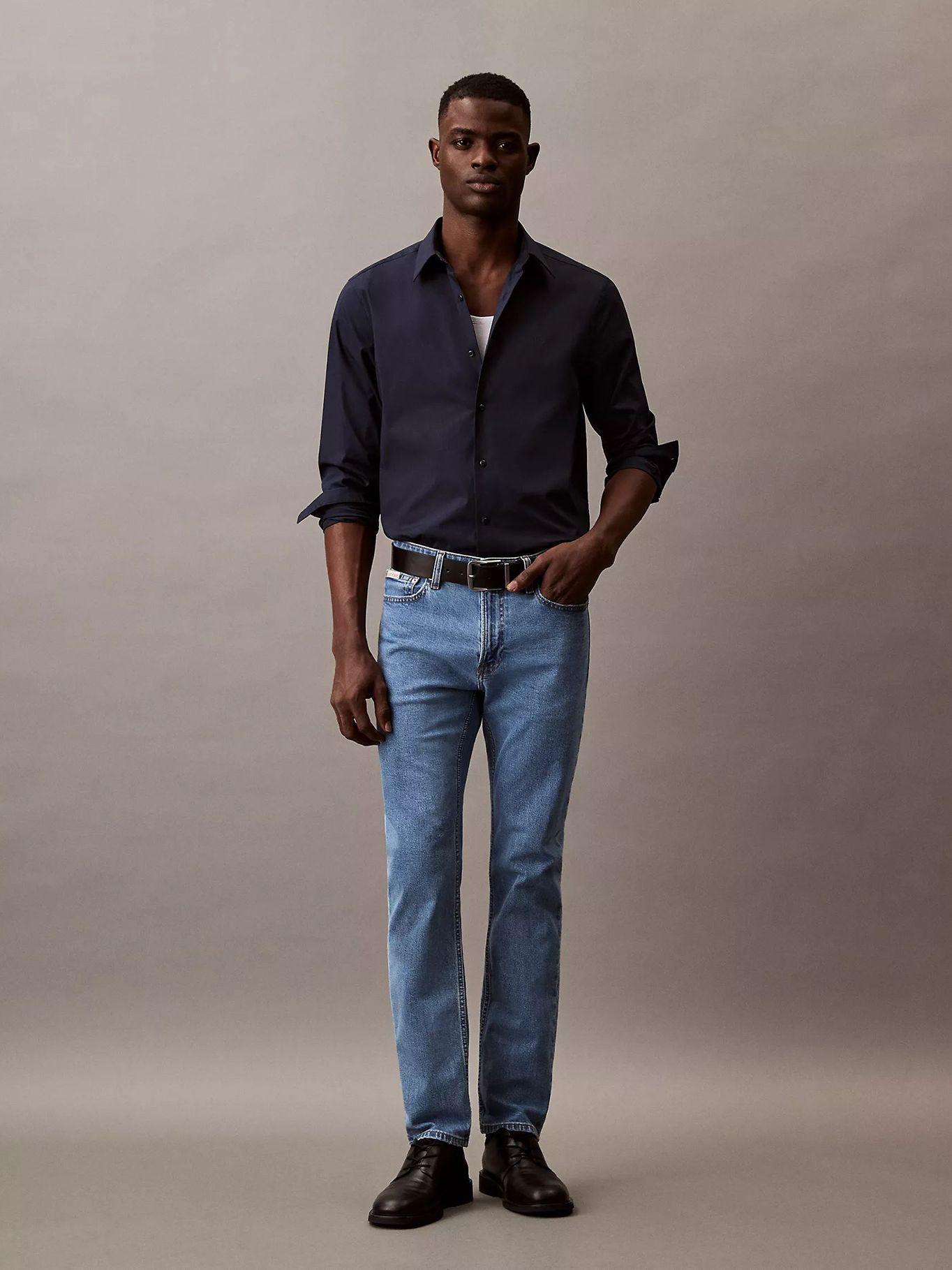 Camisa Clásica Stretch Azul Calvin Klein-1