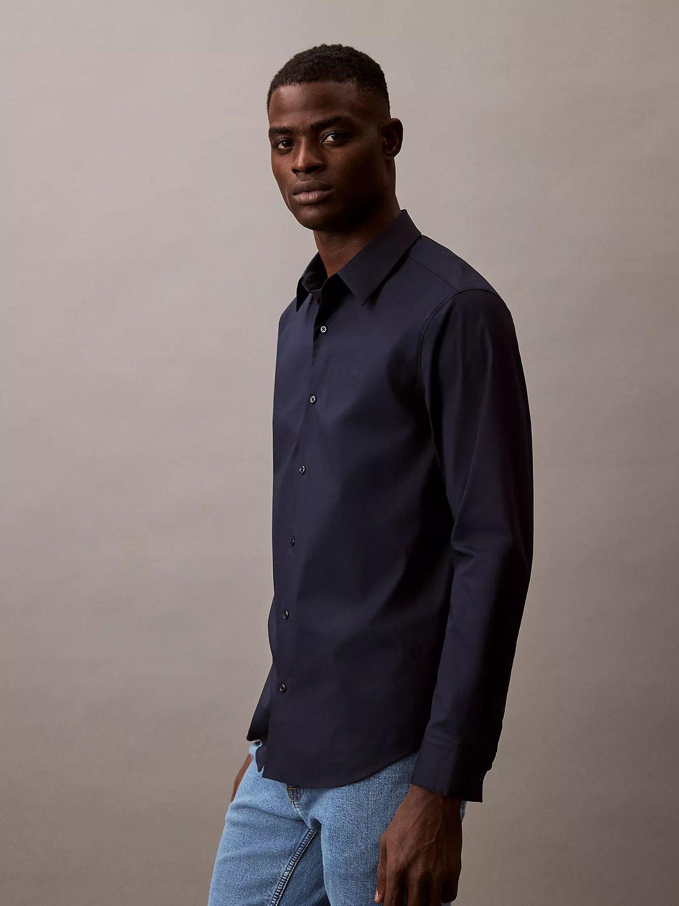 Camisa Clásica Stretch Azul Calvin Klein-3