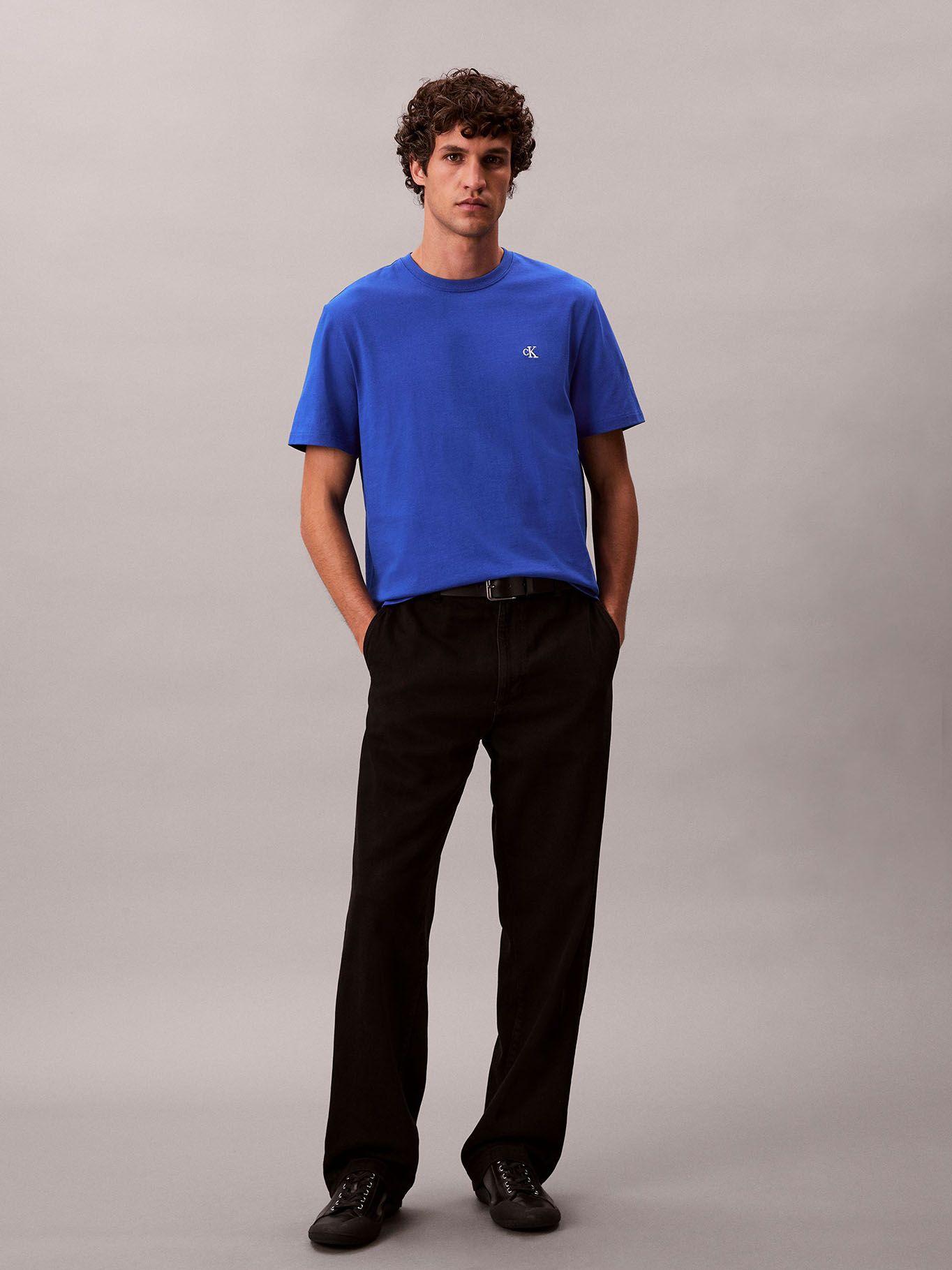 Polera Regular con Monograma Bordado Azul Calvin Klein-1