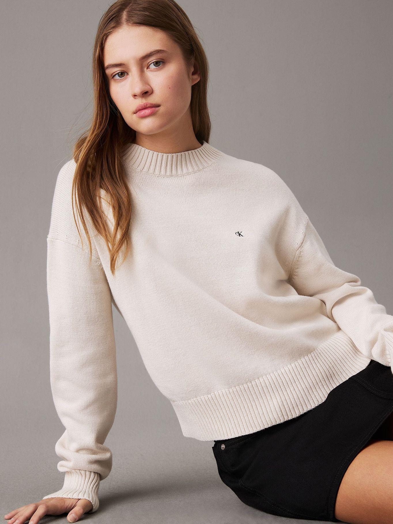 Sweater de algodón con monograma Beige Calvin Klein-3