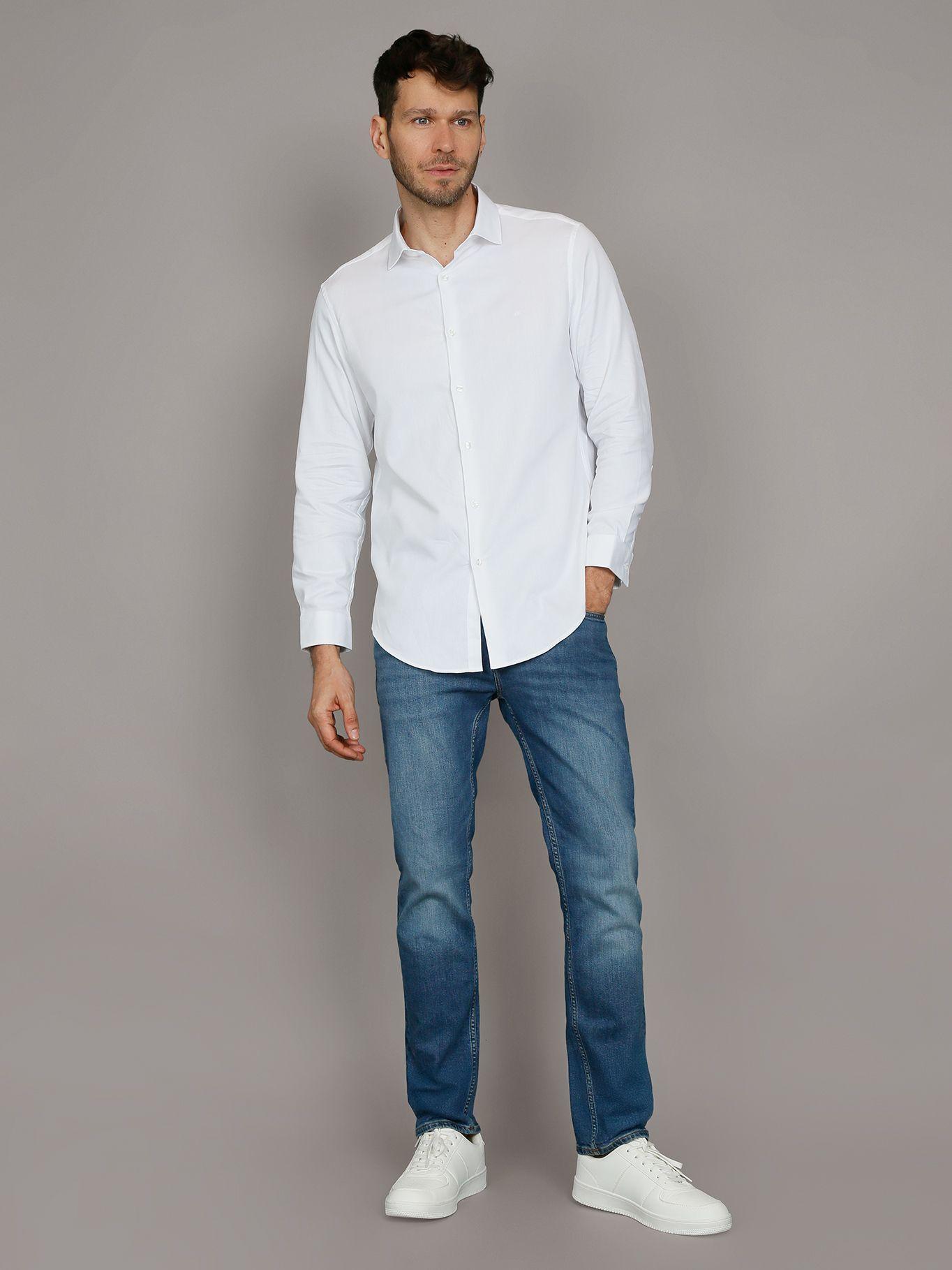 Camisa Slim Cotton Solid Blanco Calvin Klein-1