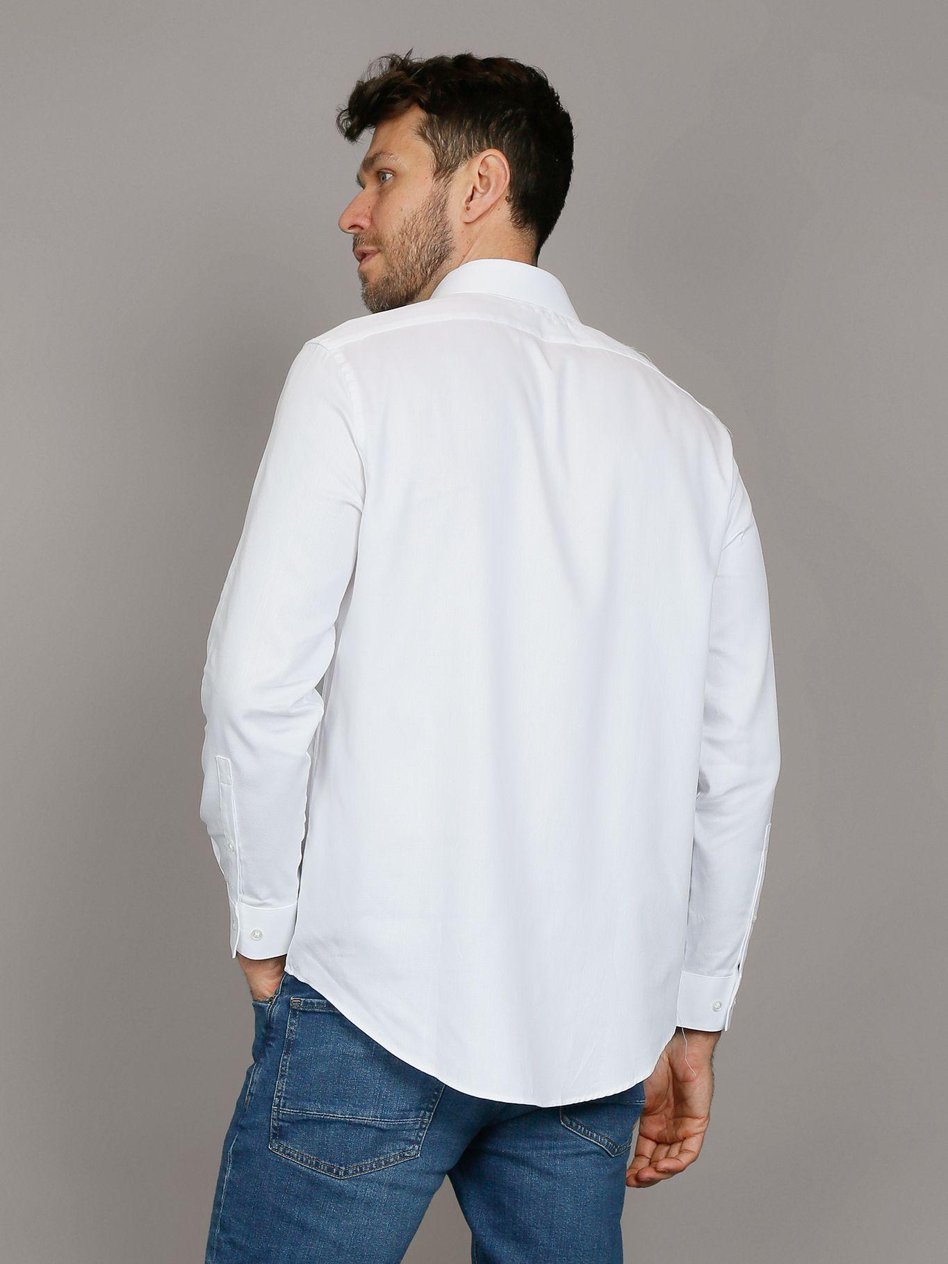 Camisa Slim Cotton Solid Blanco Calvin Klein-3