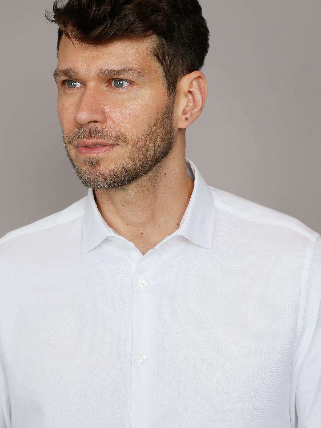 Camisa Slim Cotton Solid Blanco Calvin Klein-4