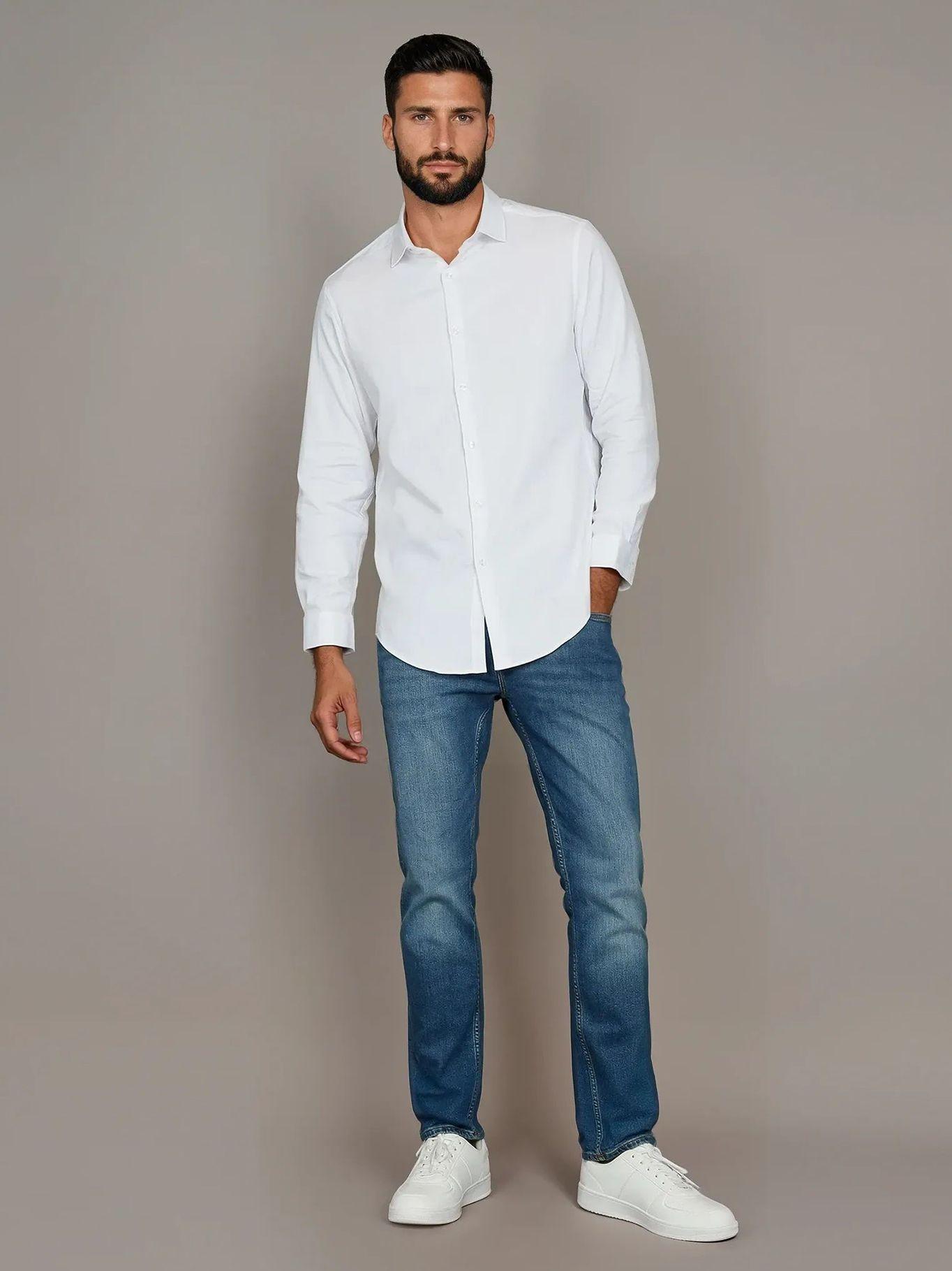 Camisa Slim Cotton Solid Blanco Calvin Klein-1