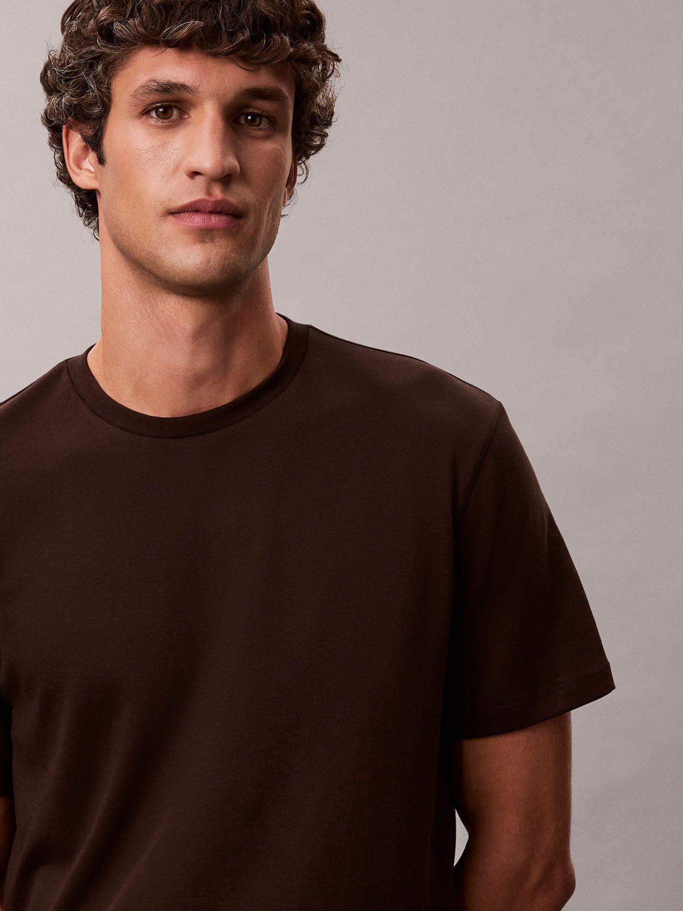 Polera Algodón Supima Cuello Redondo Café Calvin Klein-4