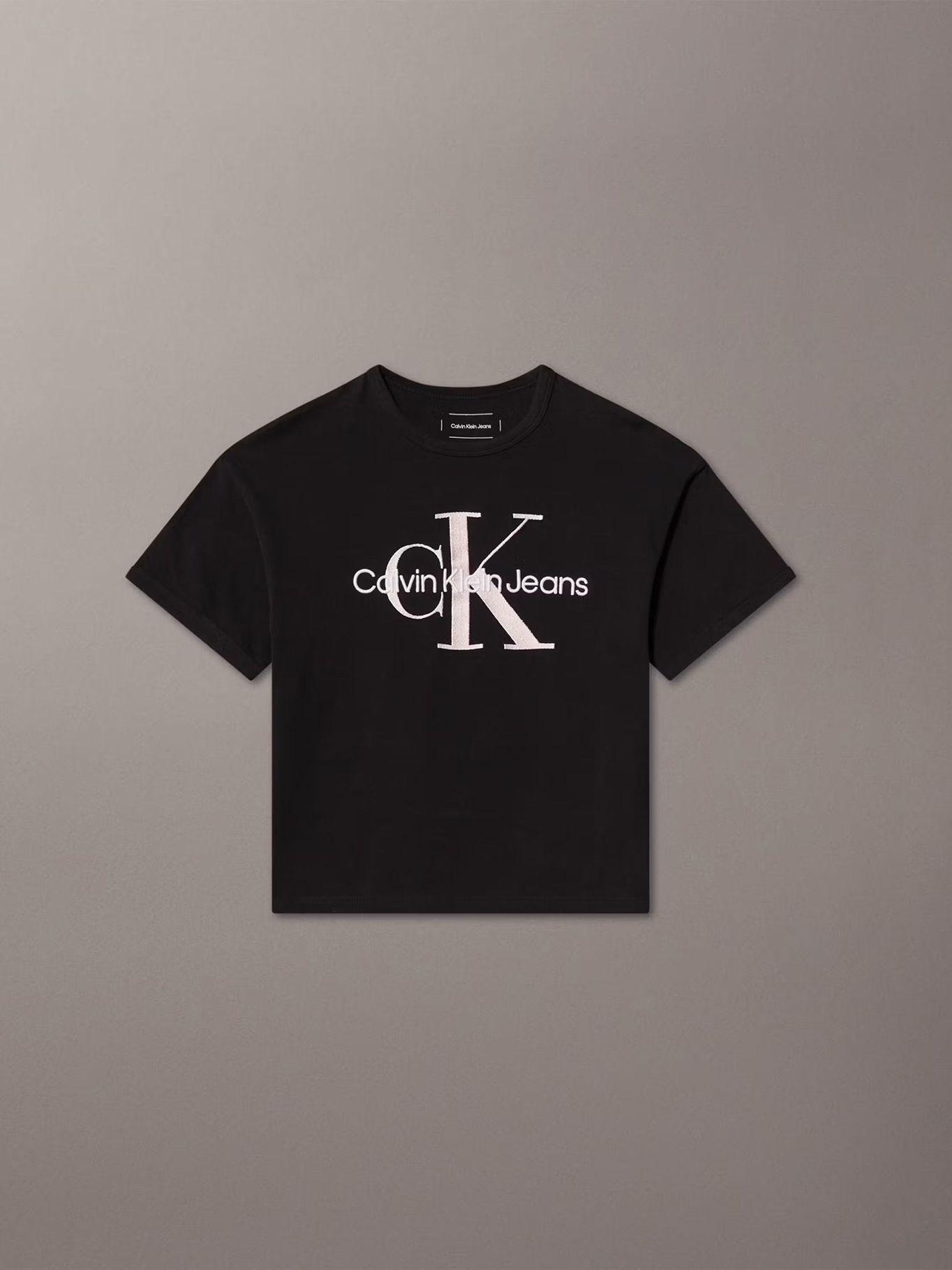 Polera Niña Seasonal Monologo Negro Calvin Klein-0