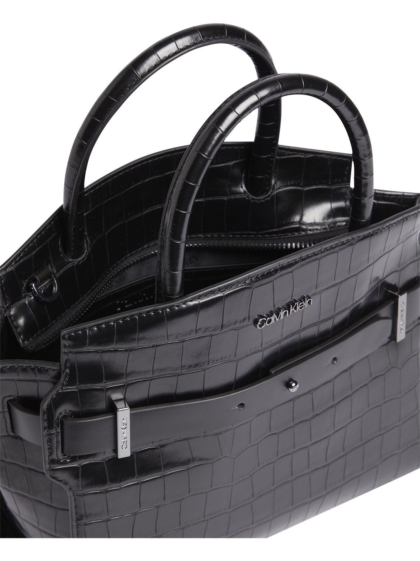 Cartera Satchel Ck Code Croco Negro Calvin Klein-2