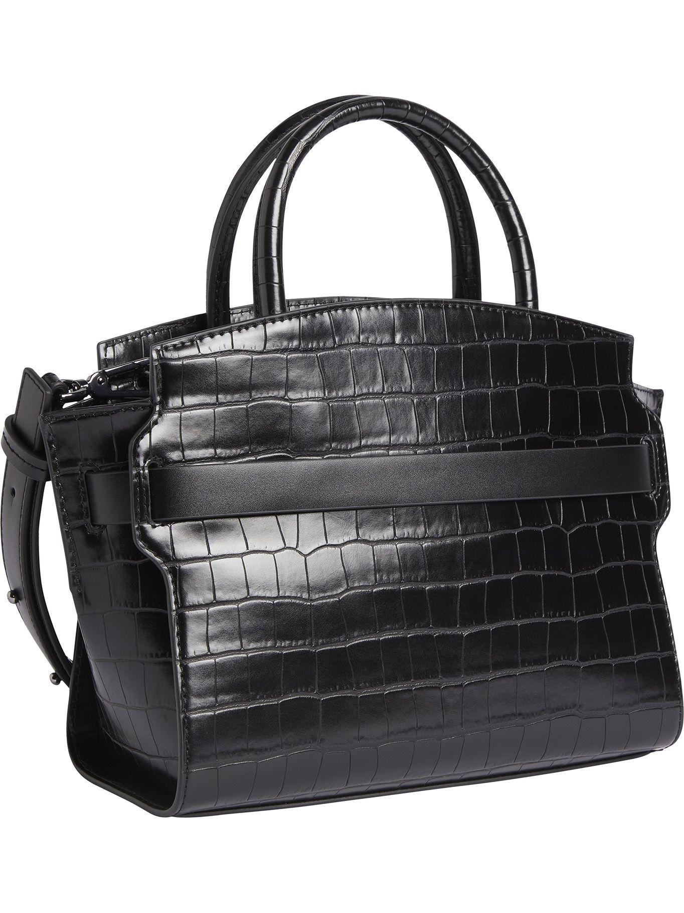 Cartera Satchel Ck Code Croco Negro Calvin Klein-1