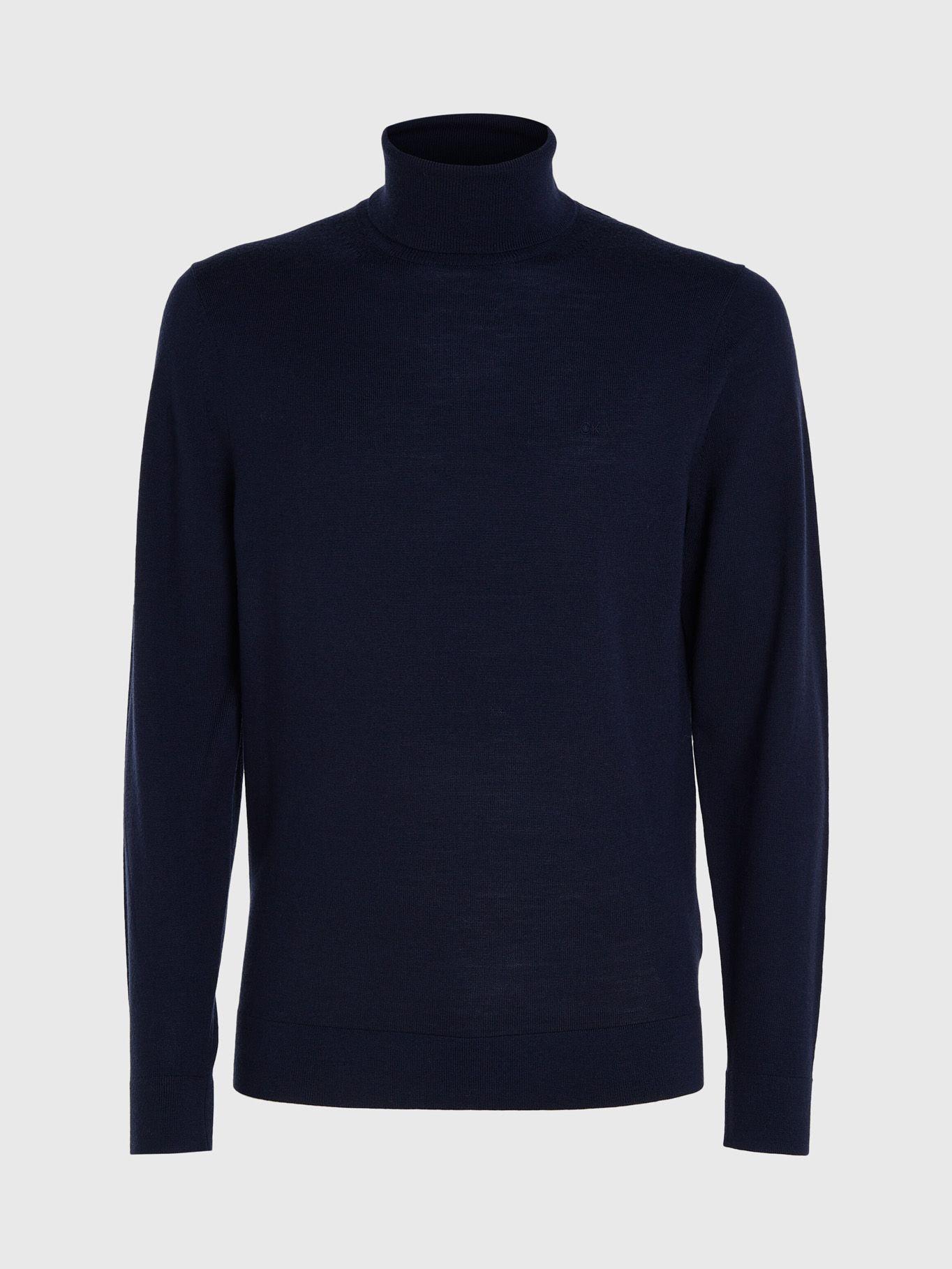 Sweater Cuello Alto Merino Azul Calvin Klein-4