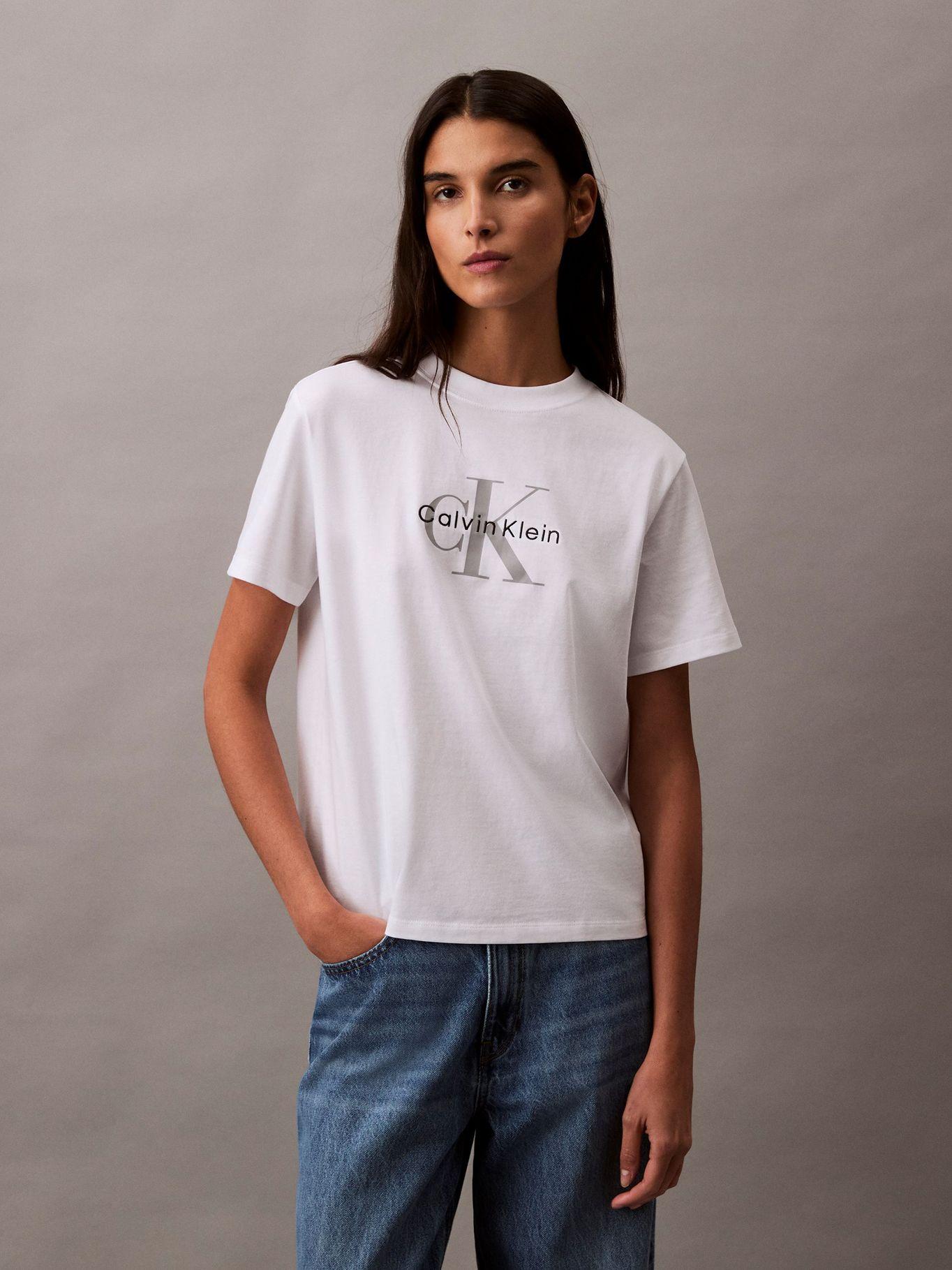 Polera Clásic Monograma Estampado Blanco Calvin Klein-0