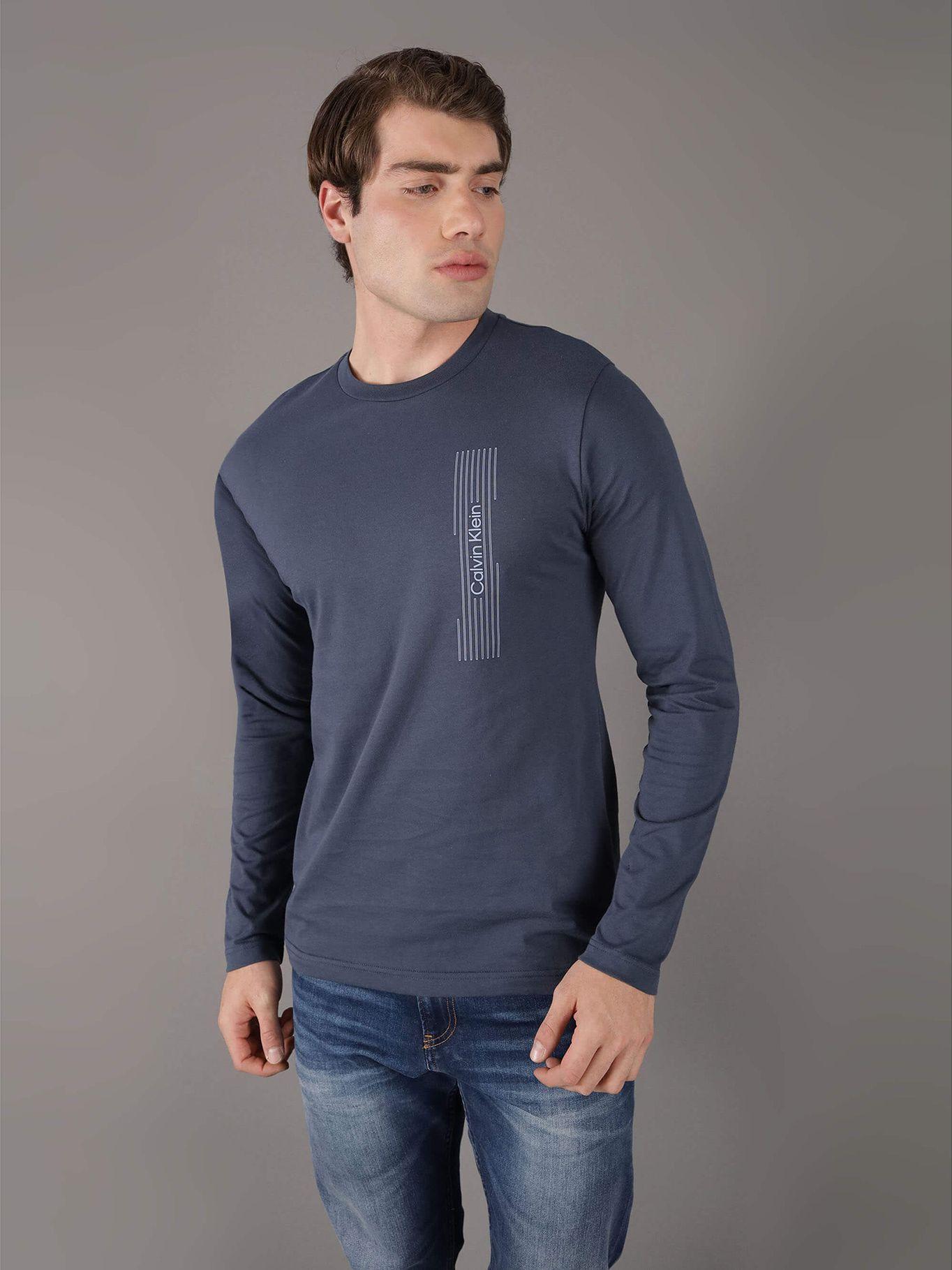 Polera LS Horizontal Logo Azul Calvin Klein-0