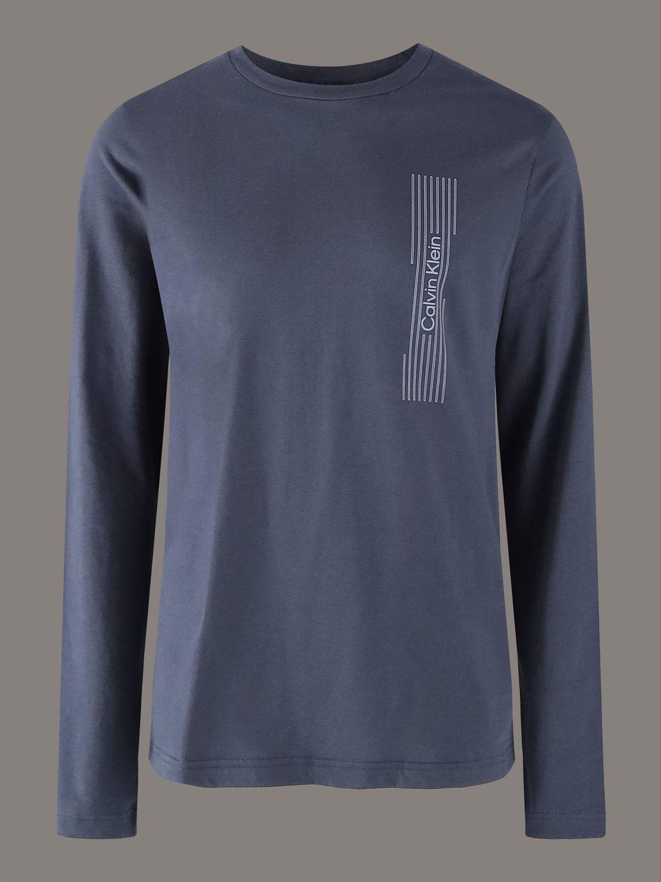 Polera LS Horizontal Logo Azul Calvin Klein-4