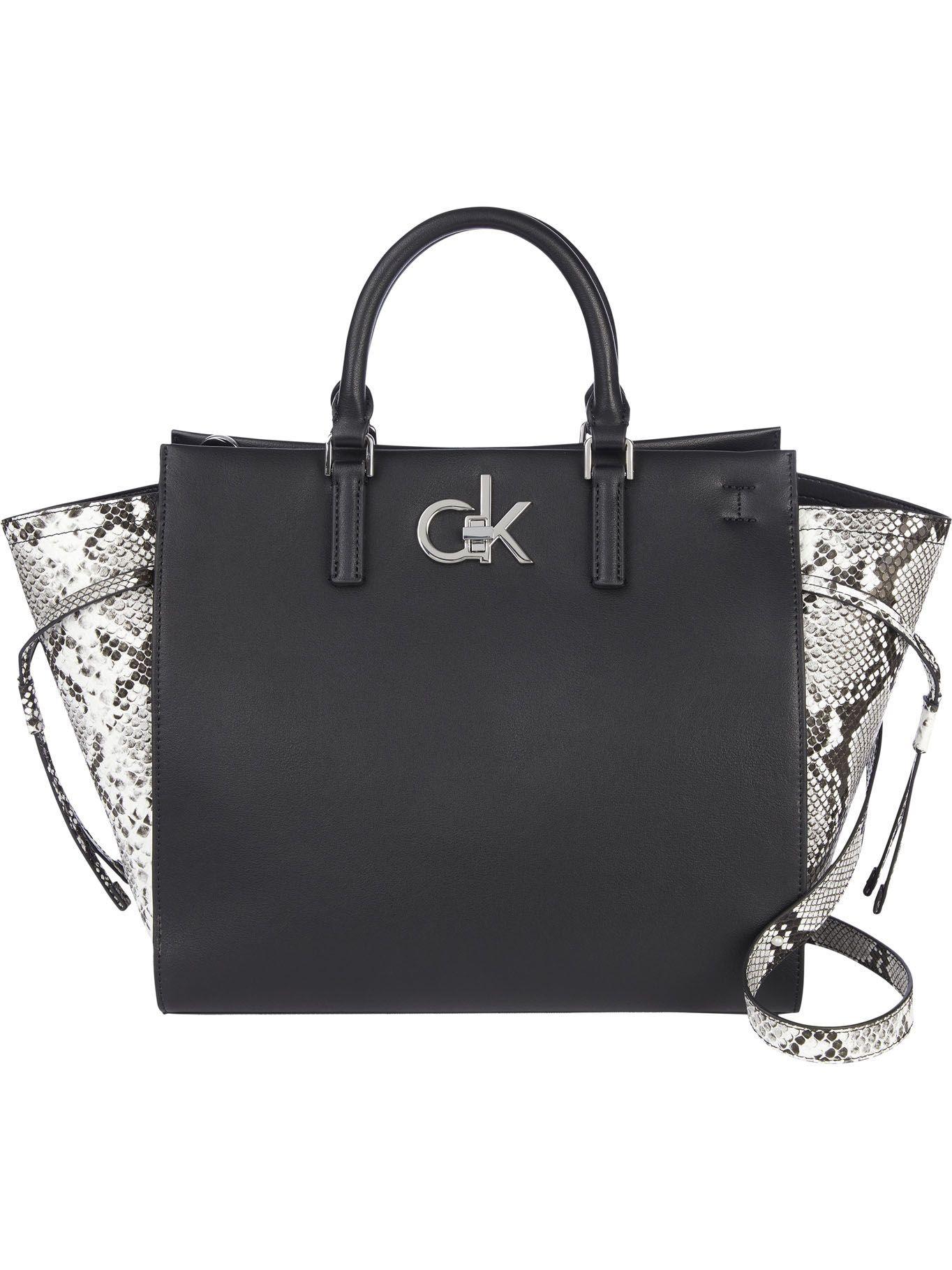 Cartera Tote Re-Lock Negro Calvin Klein Mujer-0