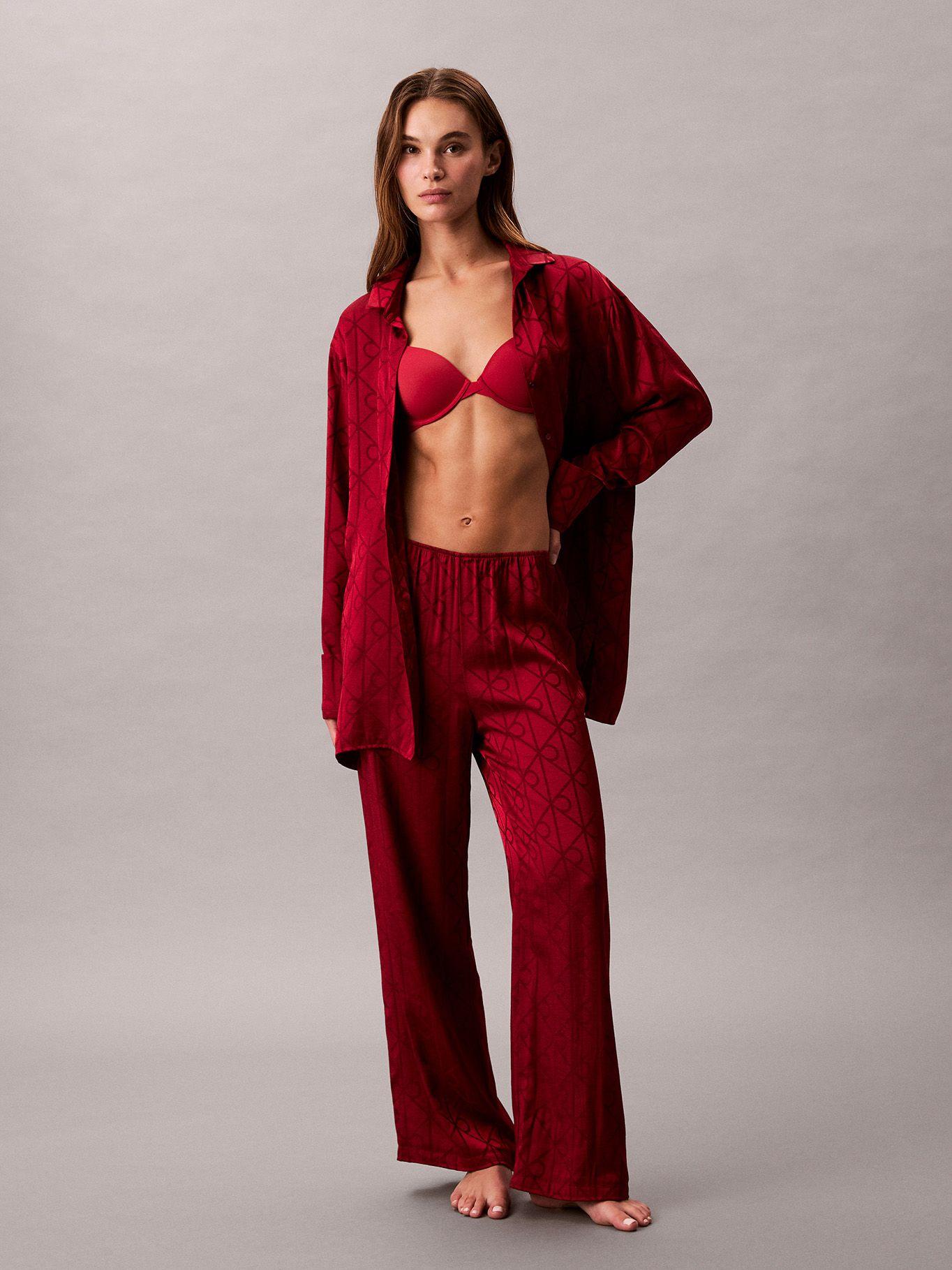 Pantalón Pijama Satén con Estampado Rojo Calvin Klein-4