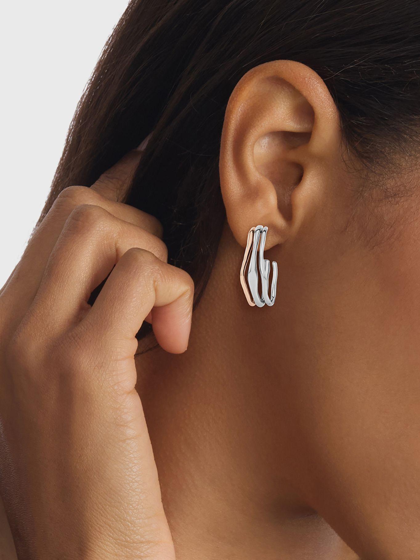 Aros Argolla Sculptural Fluid Plateado Calvin Klein-2