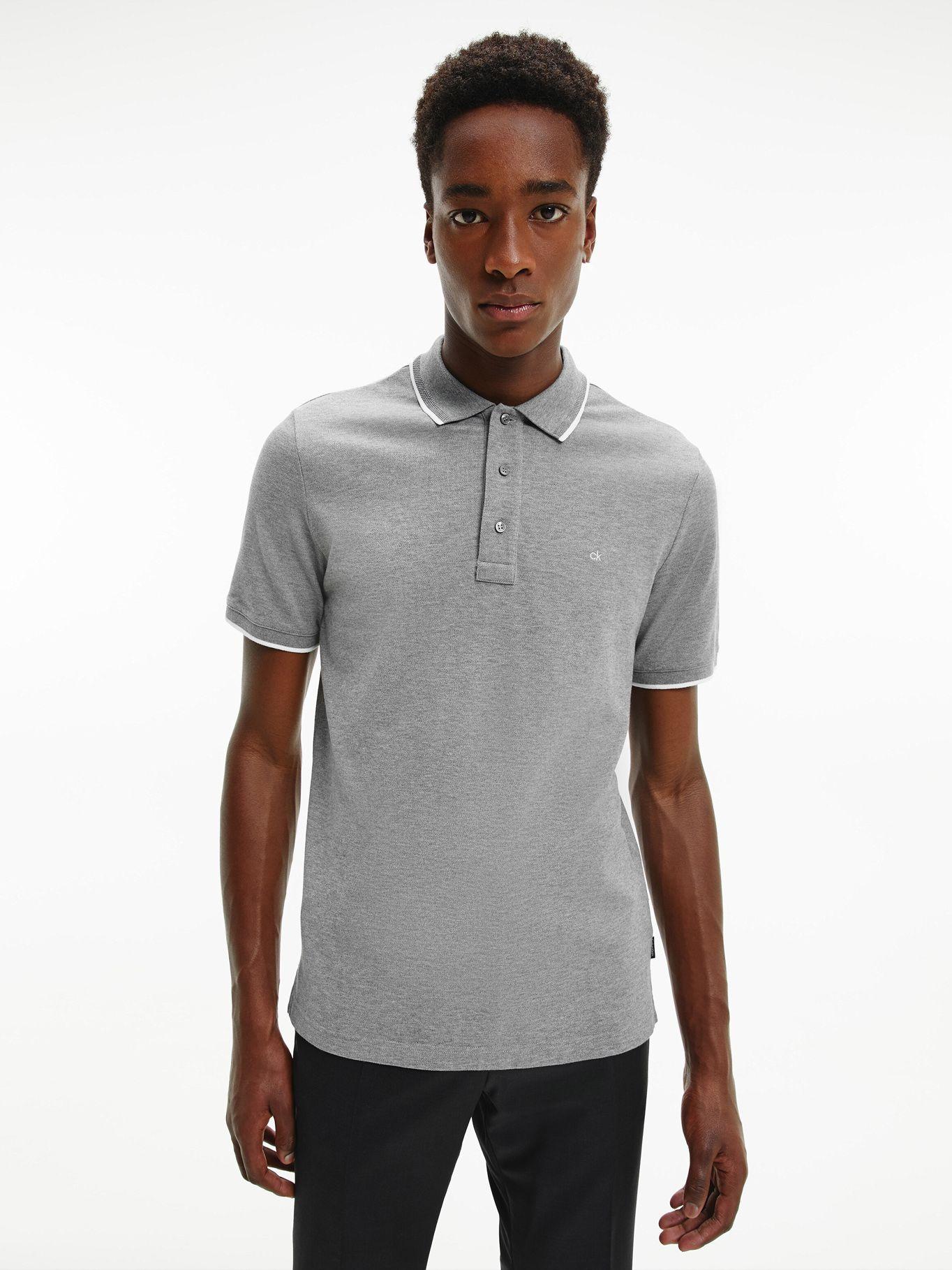 Polo Stretch Tipping Gris Calvin Klein-3