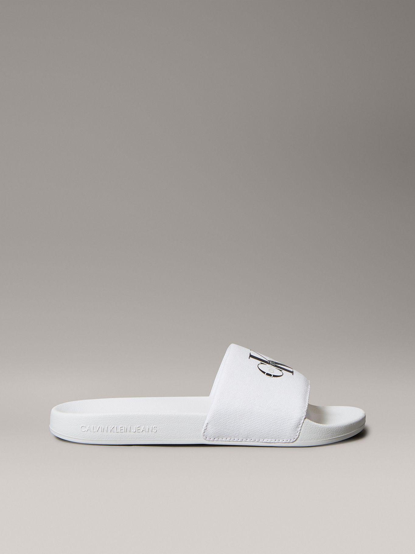 Sandalias Slide con Monograma Blanco Calvin Klein Mujer-4