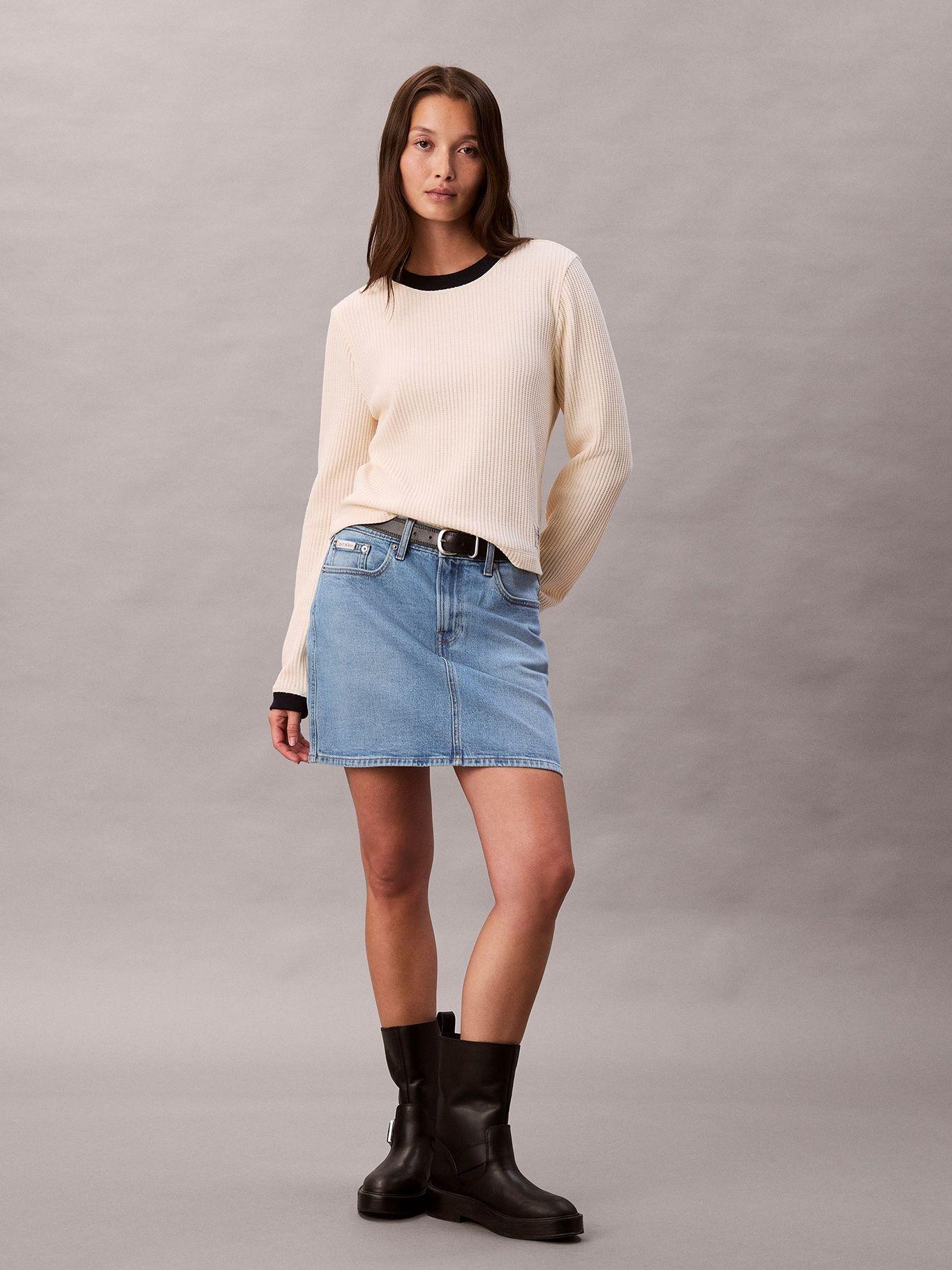 Polera Manga Larga Tejido Acanalado Beige Calvin Klein-1