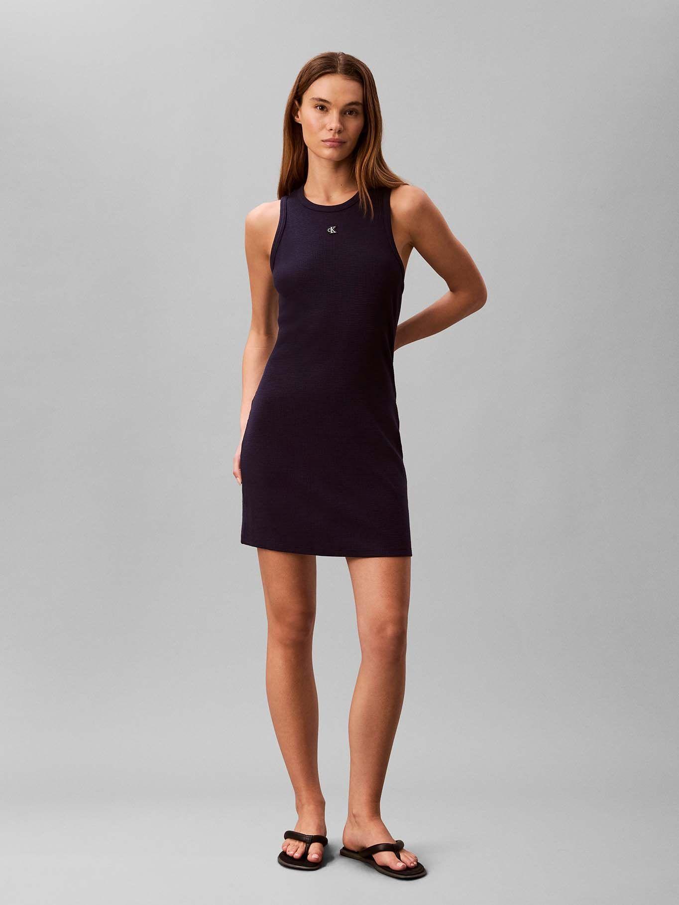 Vestido Mini de Textura Waffle Azul Calvin Klein-1