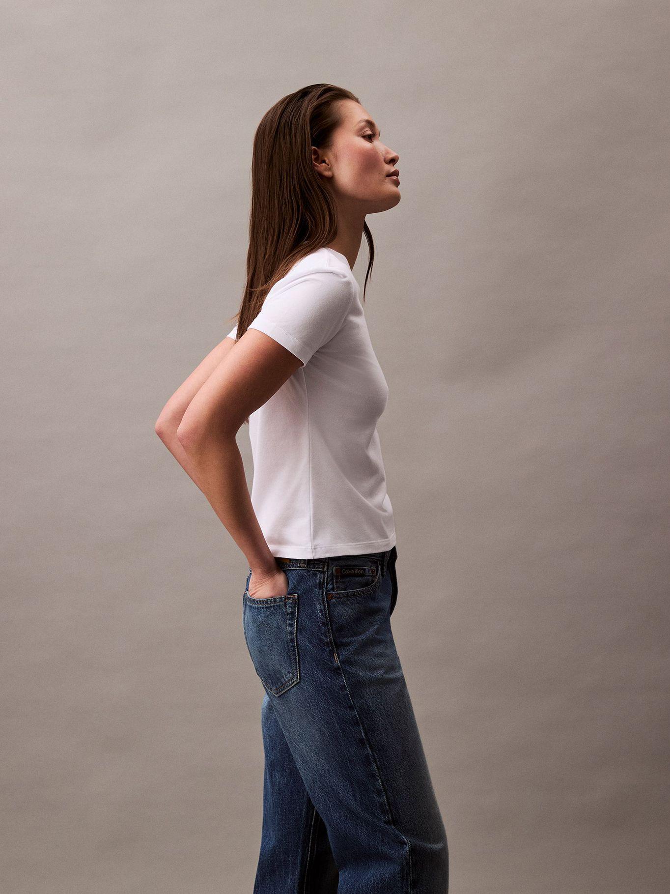 Polera Slim Monogram Blanco Calvin Klein-3