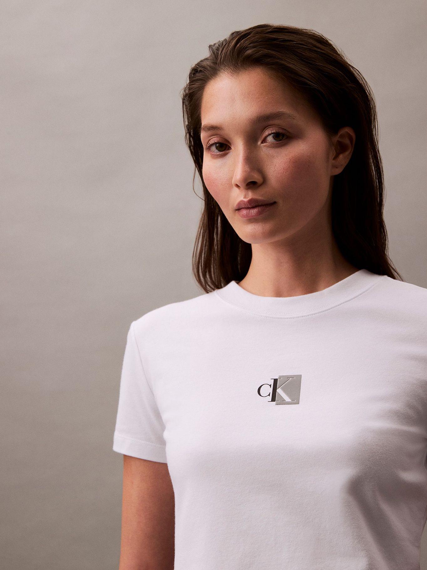Polera Slim Monogram Blanco Calvin Klein-5