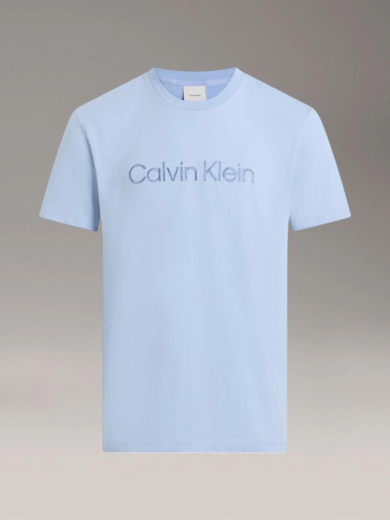 Polera con Logo Texturizado Celeste Calvin Klein-4