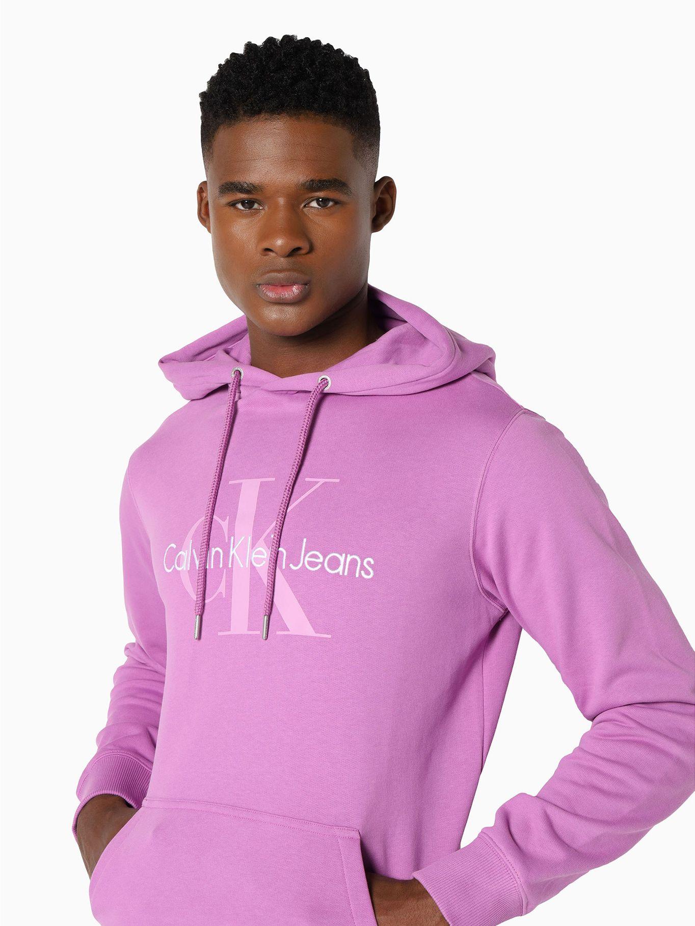 Sudadera de algodón orgánico con capucha y monograma Violeta Calvin Klein-3