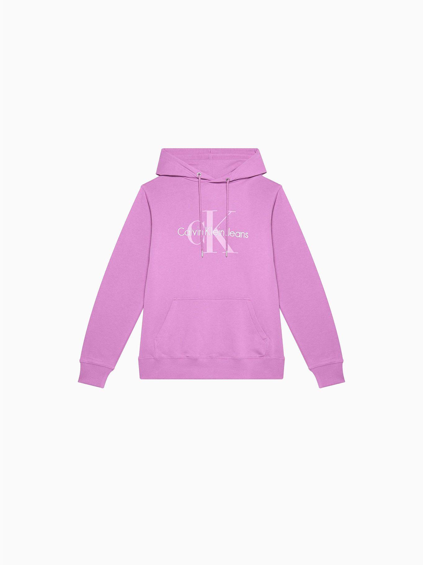 Sudadera de algodón orgánico con capucha y monograma Violeta Calvin Klein-4