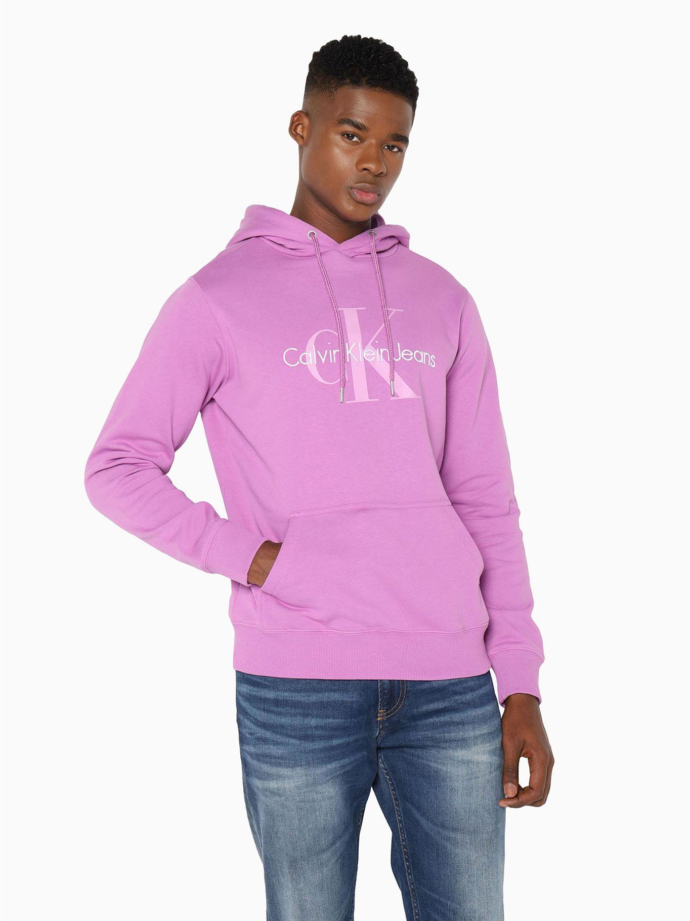 Sudadera de algodón orgánico con capucha y monograma Violeta Calvin Klein-0