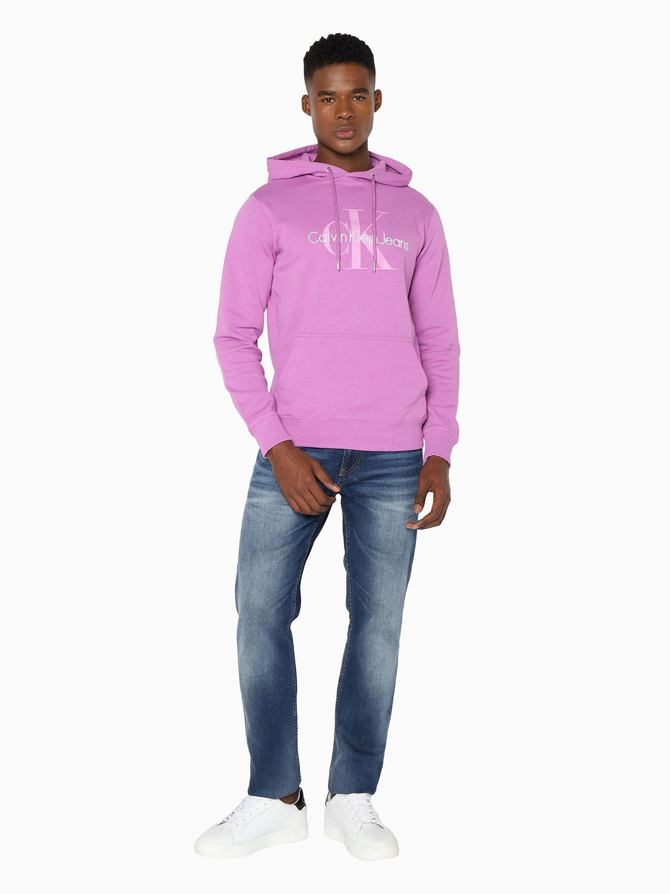 Sudadera de algodón orgánico con capucha y monograma Violeta Calvin Klein-1