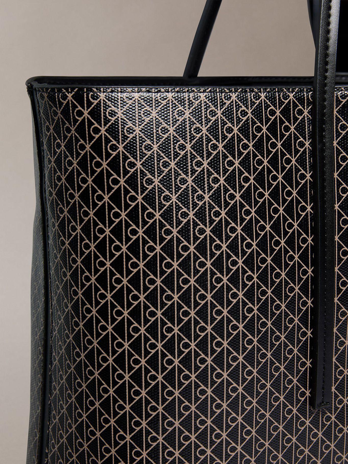 Cartera Tote Y Estampado Monograma Negro Calvin Klein-4
