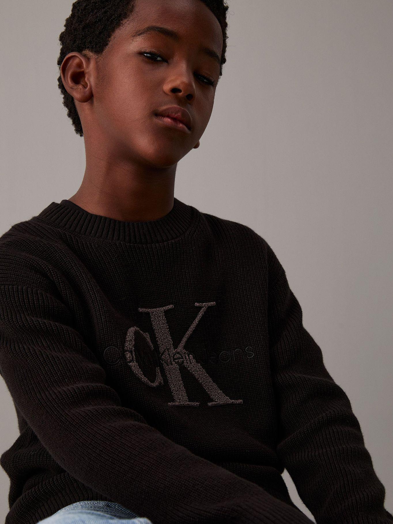 Sweater Niño Towelling CK Stitch Negro Calvin Klein-3