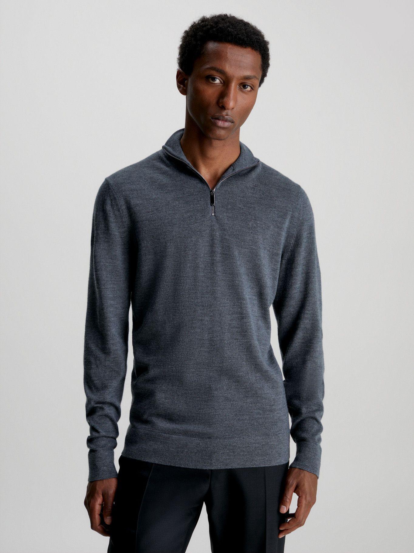 Sweater con Cierre Merino Quarter Gris P4E Calvin Klein-0