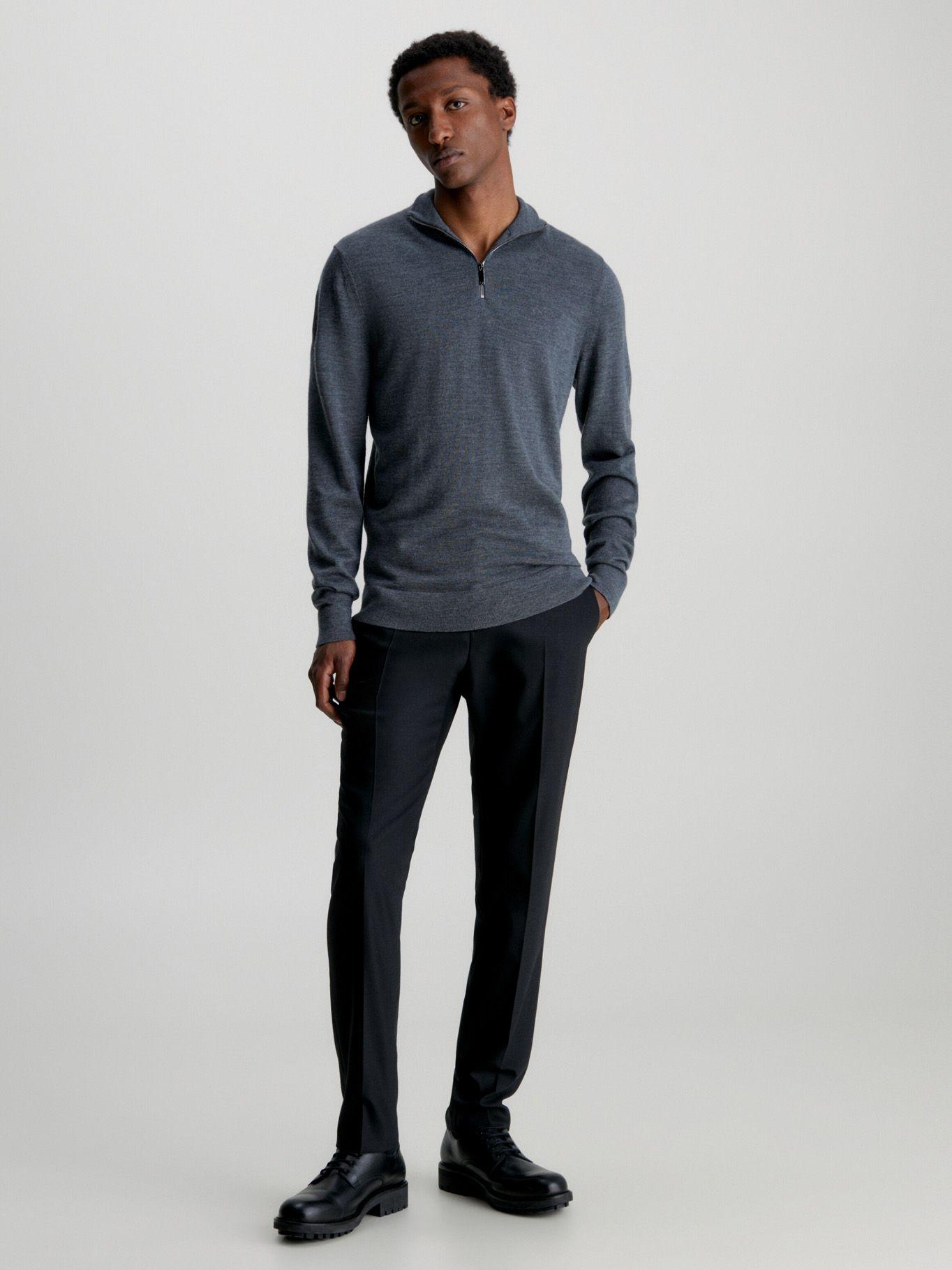 Sweater con Cierre Merino Quarter Gris P4E Calvin Klein-1