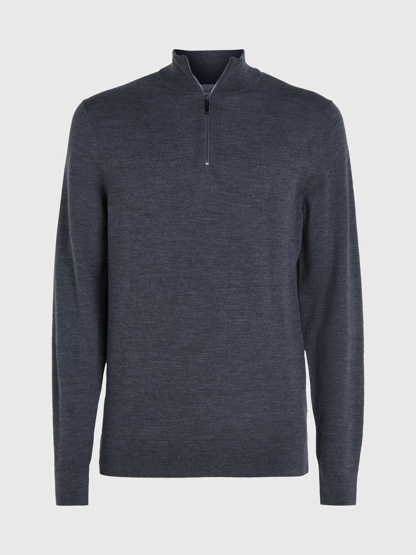 Sweater con Cierre Merino Quarter Gris P4E Calvin Klein-4