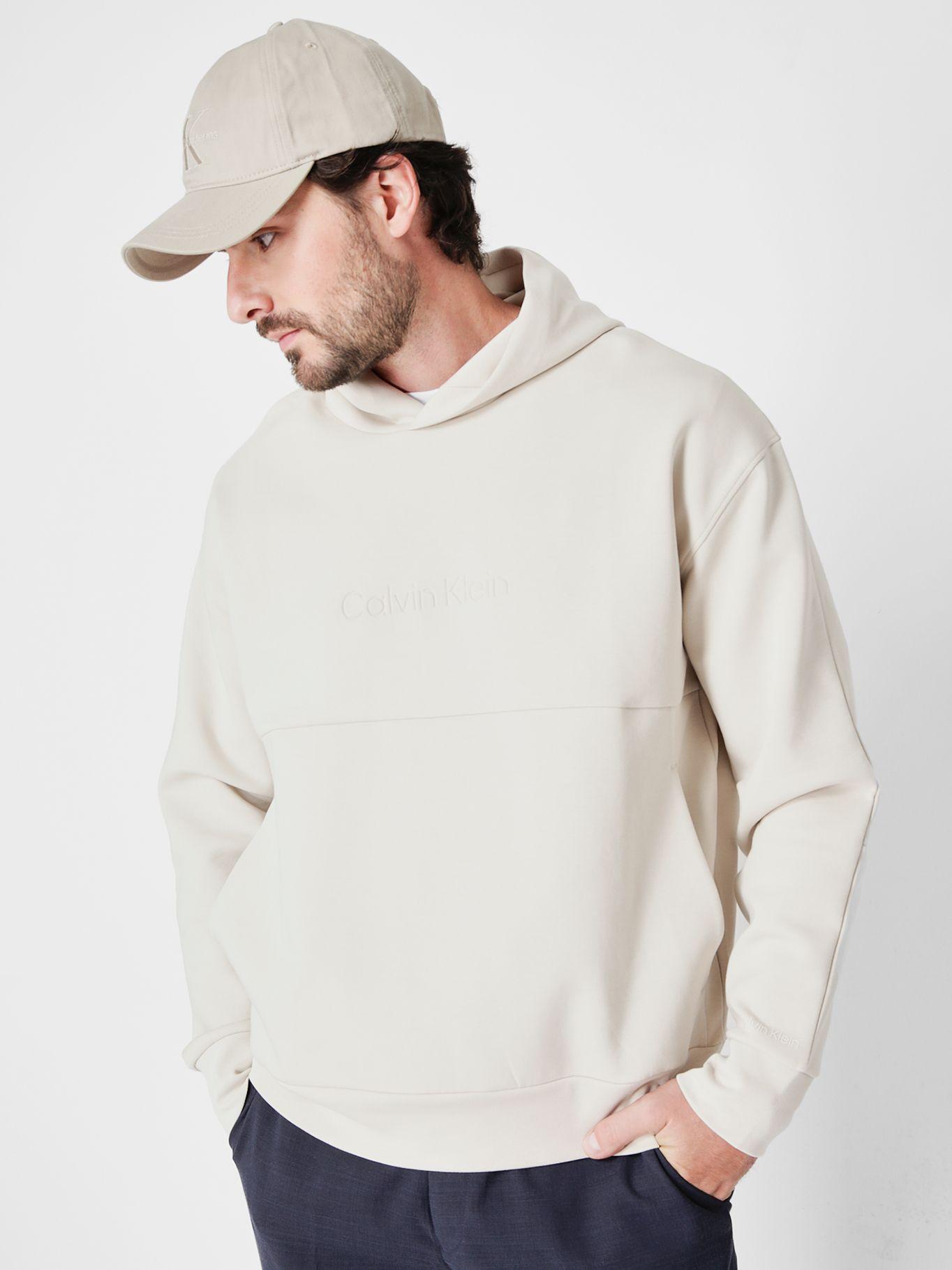 Polerón con Gorro Debossed  Beige Calvin Klein-0