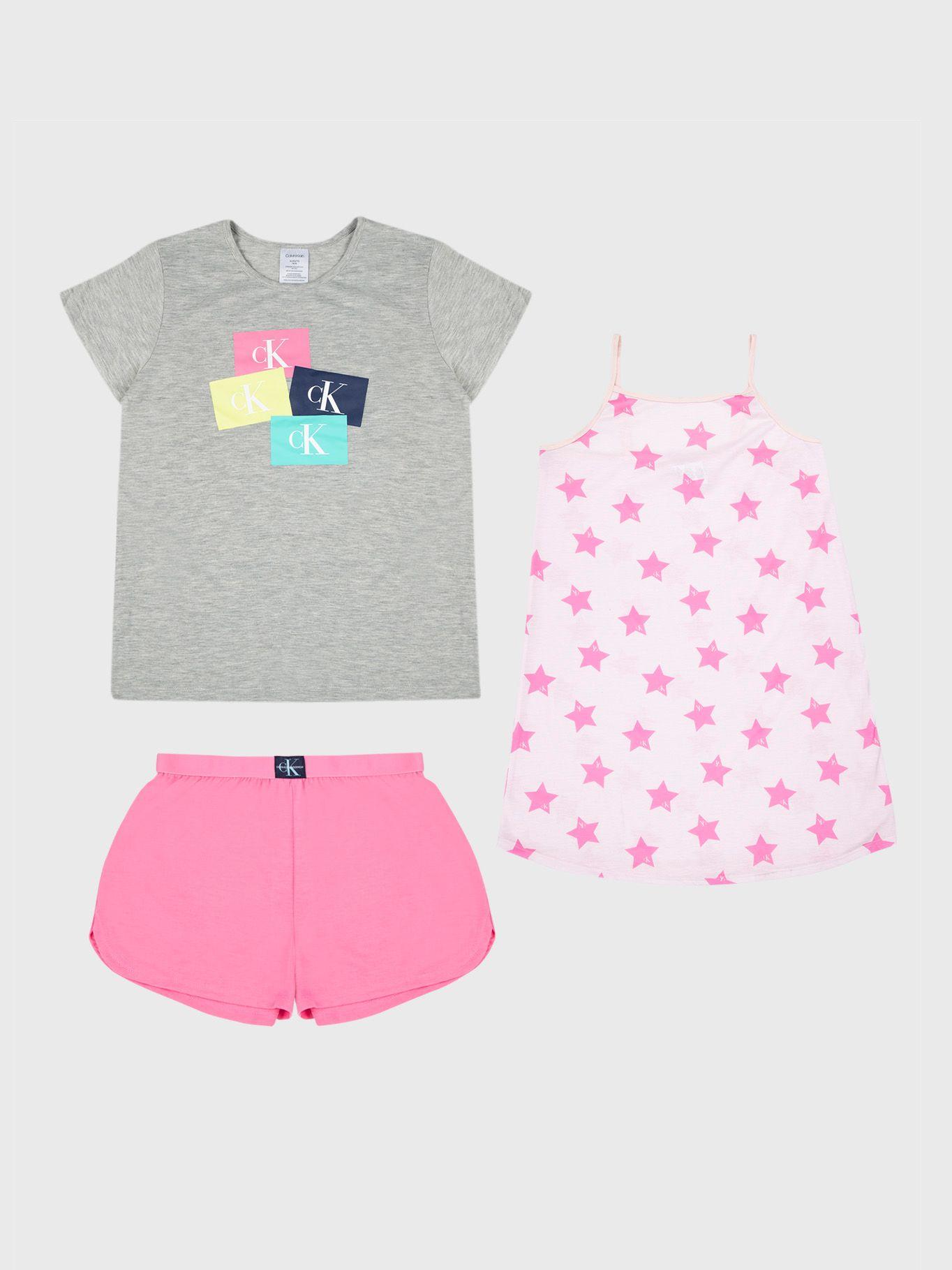 Pijama Niña Set 3 Piezas Multicolor Calvin Klein-0
