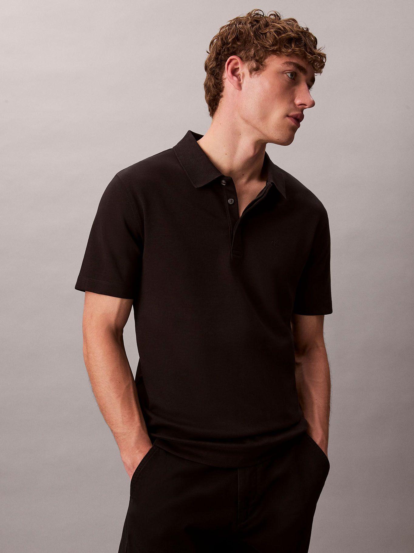 Polo de Algodón Interlock Negro Calvin Klein-0