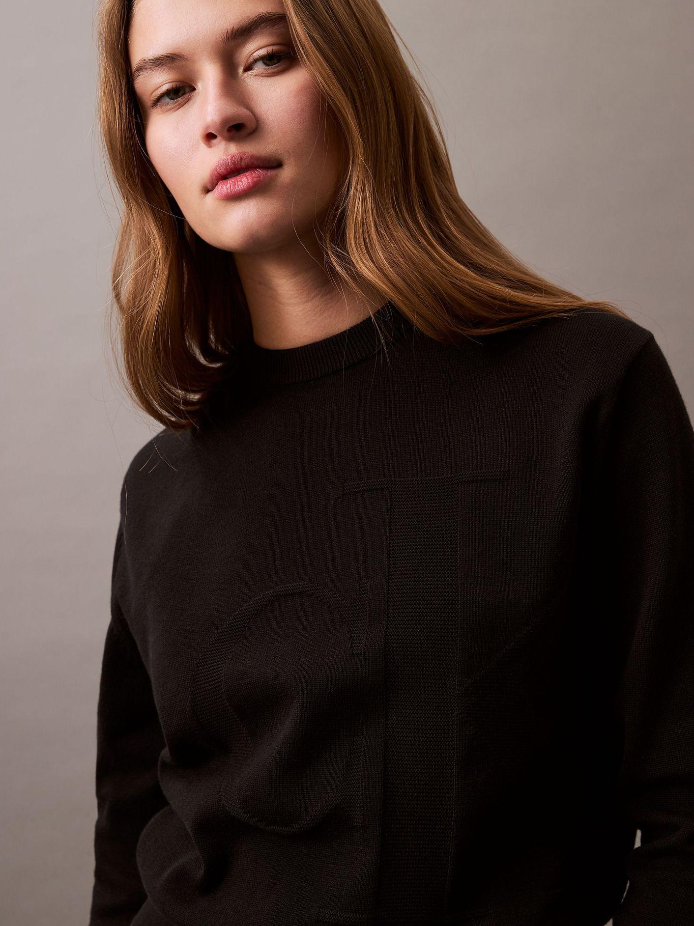 Sweater Smooth Cotton Negro Calvin Klein-3